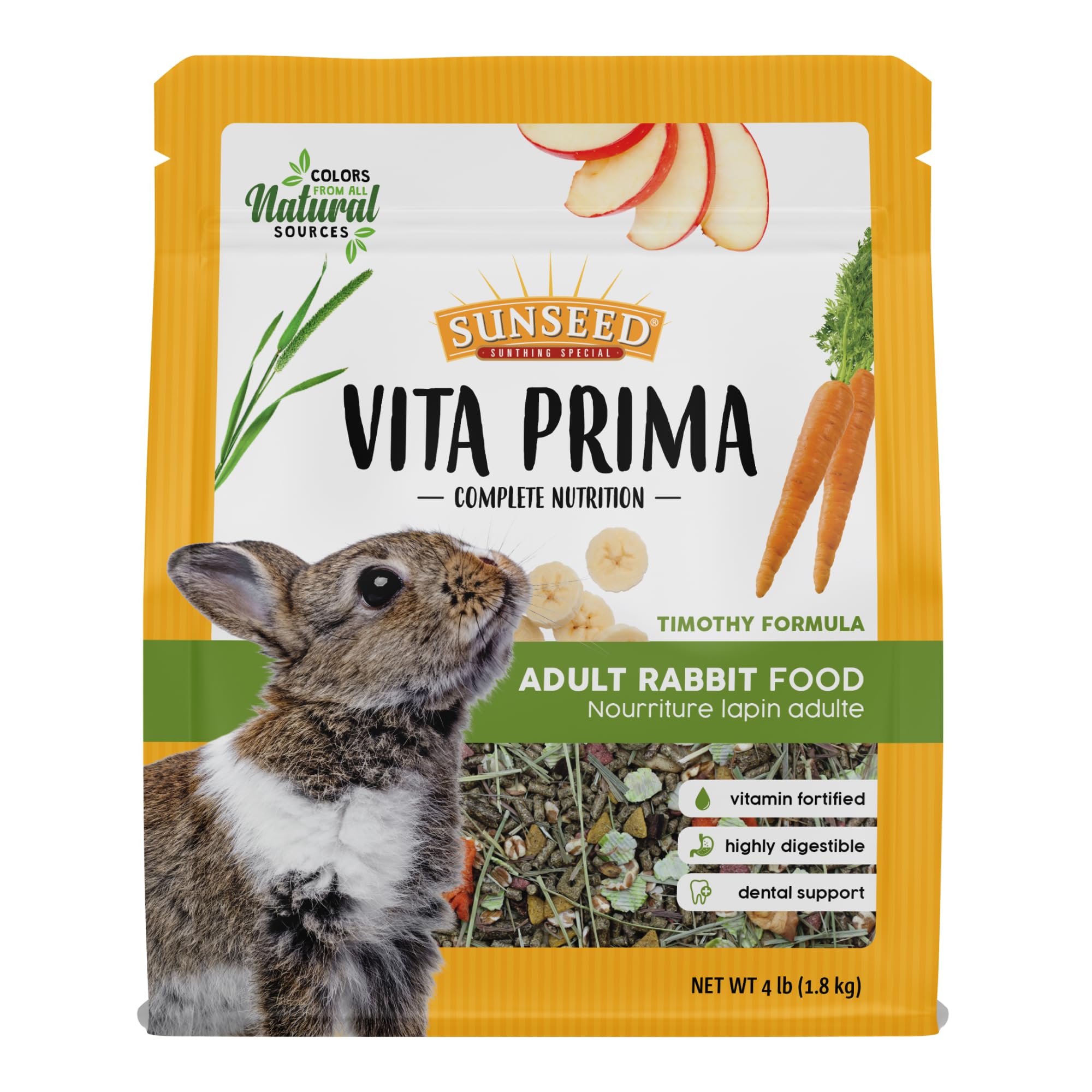Sunseed Vita Prima Complete Nutrition Adult Rabbit Food, 4 LBS (59773)