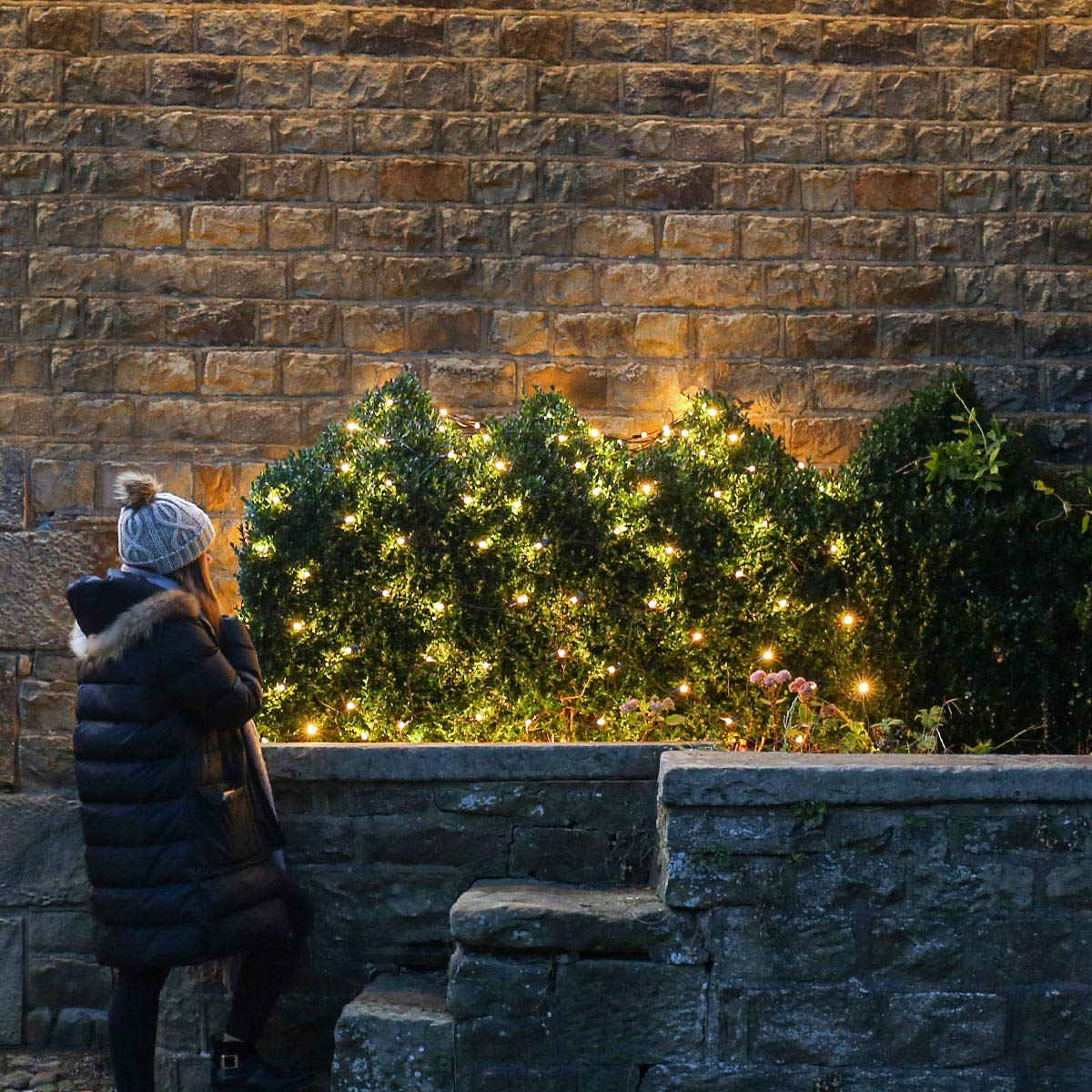 Festive Lights - ConnectPro 2m x 2m Fairy Net Lights - Indoor & Outdoor - Mains Powered Plug in Decorative Lights (Warm White)