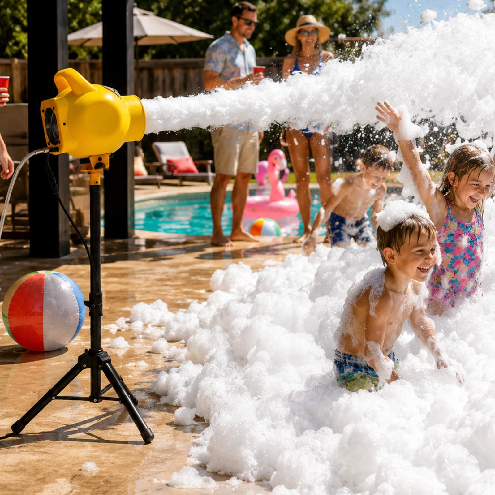 QJJML Foam Party Machine, 5-7m Spray for Pool and Backyard Parties
