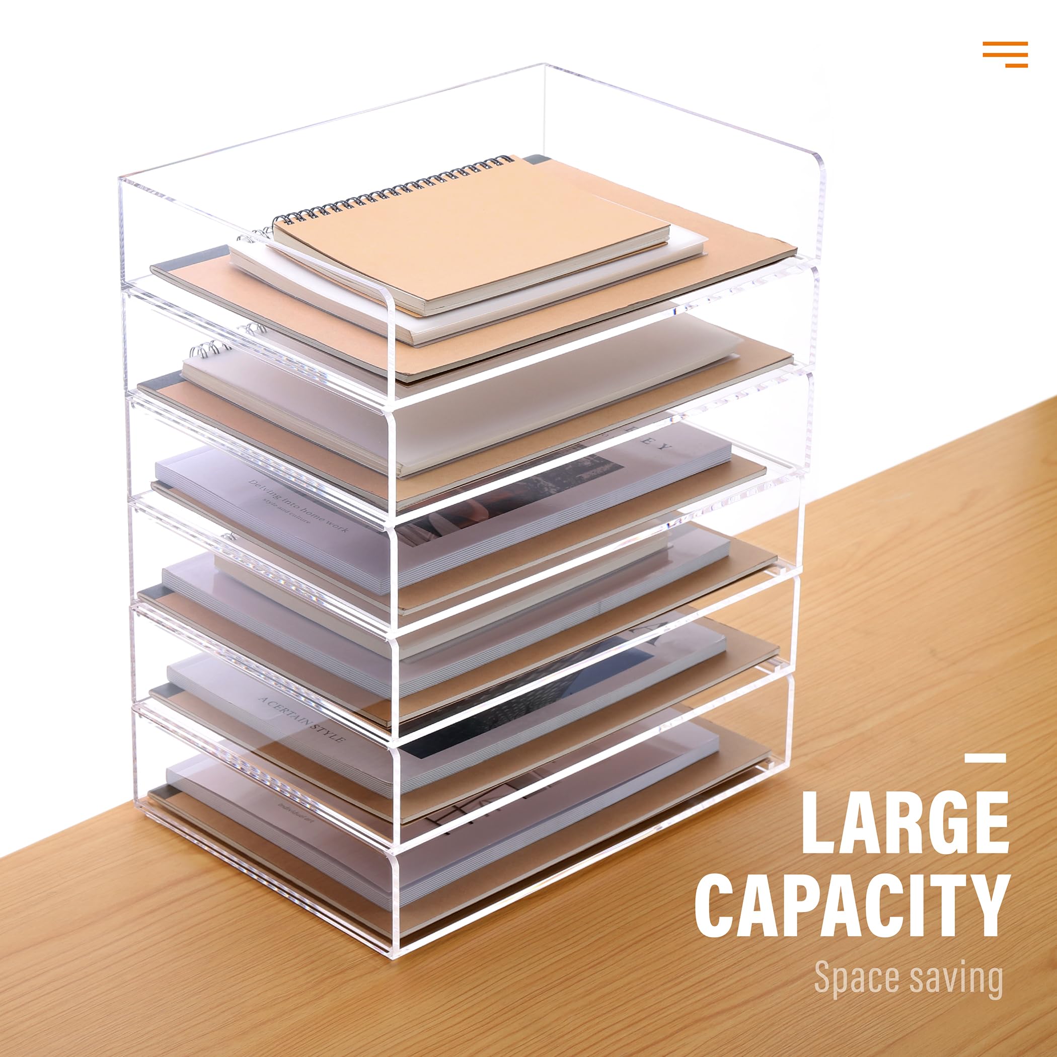 SANRUI 4-stöckiger Papier-Organizer für den Schreibtisch, stapelbare Briefablage, transparente Papierablage, Schreibtisch-A4-Aktenablage, Organizer, Papiersortierer für Büro, Zuhause oder Schule, 31,5