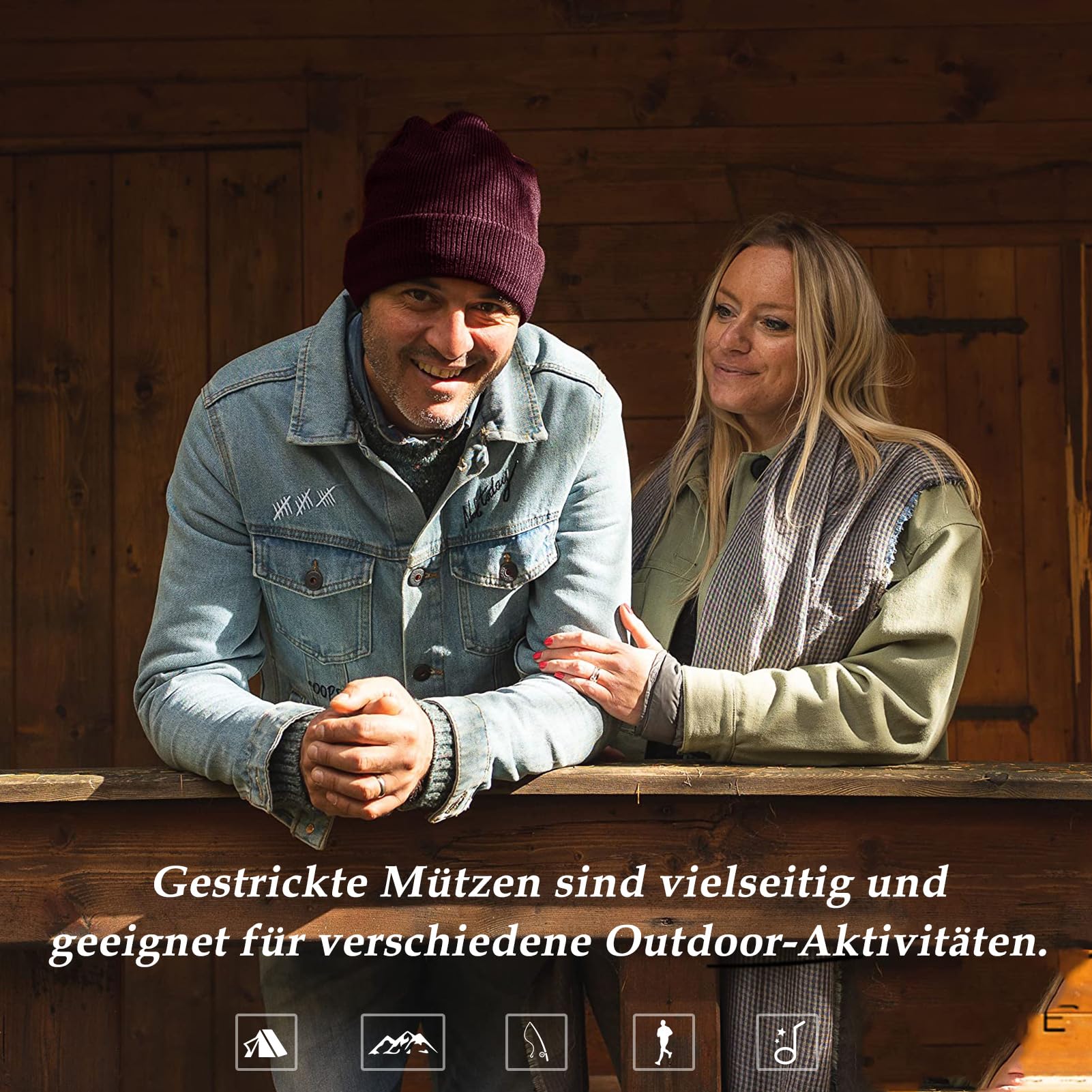 TOP-EX Schwarz wasserdichte Wintermütze Herren & Damen, Warme Fleece-gefütterte Strickmütze Beanie, Atmungsaktive