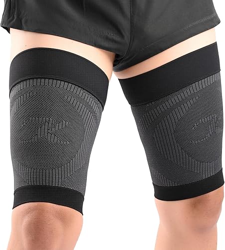 Mangas de compresión para muslos (par), unisex, manga de compresión de isquiotibiales para alivio del dolor y recuperación de cuádruples e ingles,