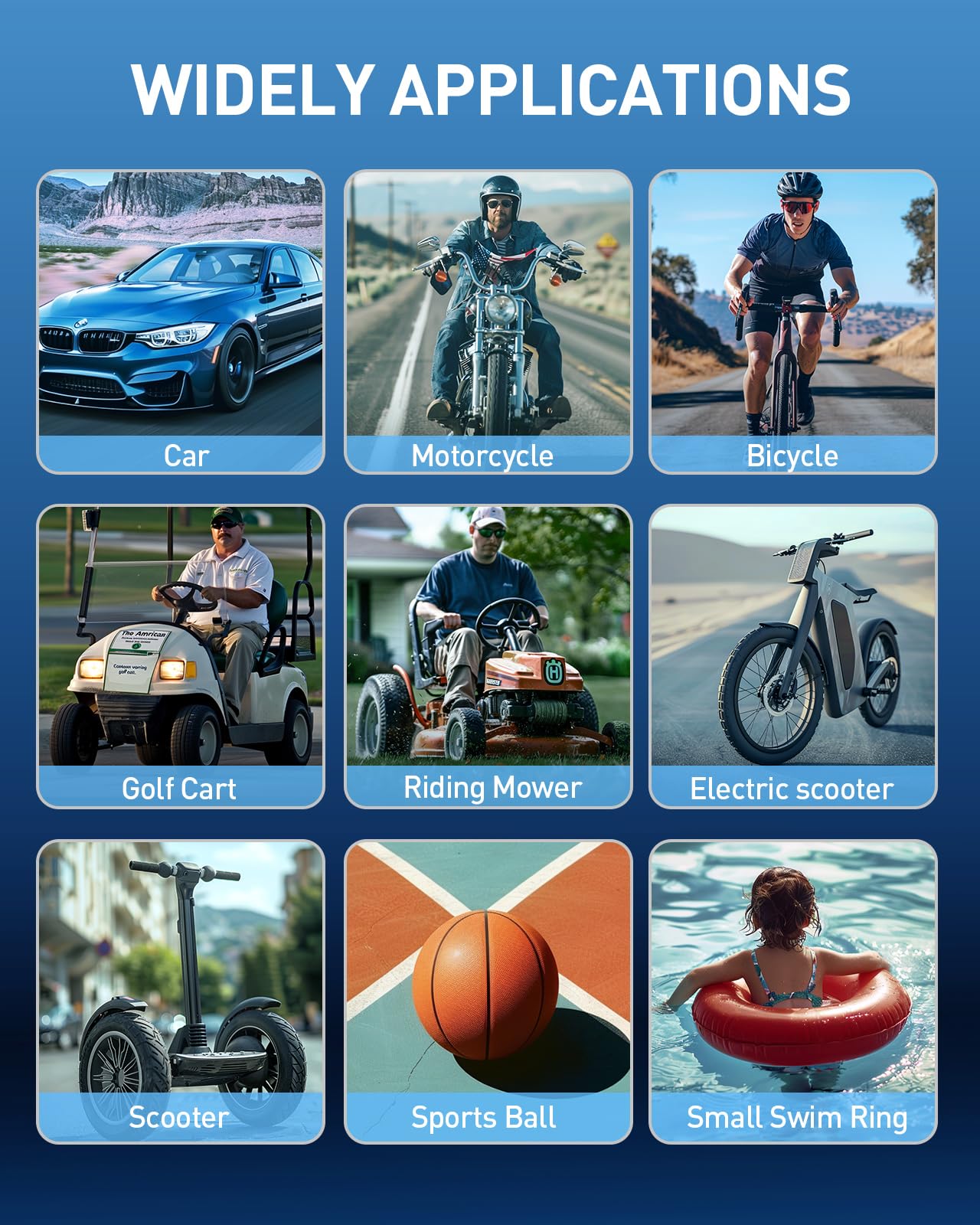 Tire Inflator Portable Air Compressor, 150PSI Cordless Air Pump for Car Tires, Electric Bike Tire Pump with Digital Pressure Gauge and LED Light, Portable Tire Inflator for Car, Moto, Bicycle