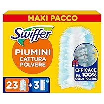 Swiffer Duster Piumini Cattura Polvere, 23 Piumini e 3 Panni Lavapavimenti, Cattura e Intrappola Polvere e Sporco, Raggiunge I Punti più Difficili della Casa, Maxi Formato