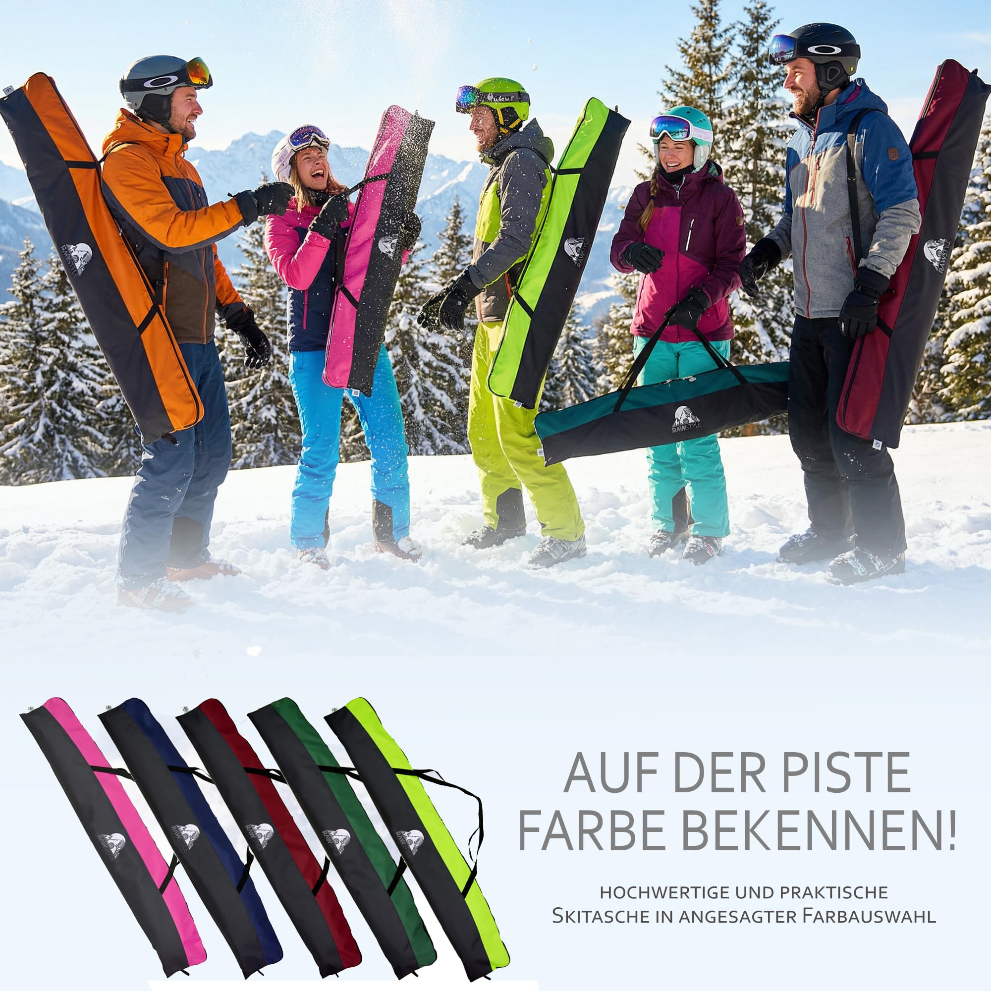 Rawstyle Sac de Ski pour Adultes - Étanche - 160 cm ou 180 cm - Modèle 2