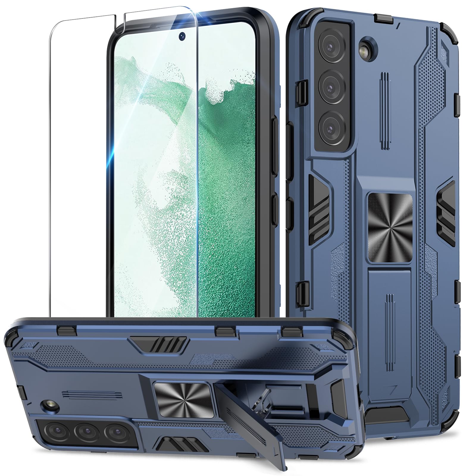 Funda para Samsung Galaxy A13 4G con Cristal Templado Protector Pantalla, Carcasa Antigolpes con Soporte anular metálico, Case Protectora de Grado Militar, Negro — view 19