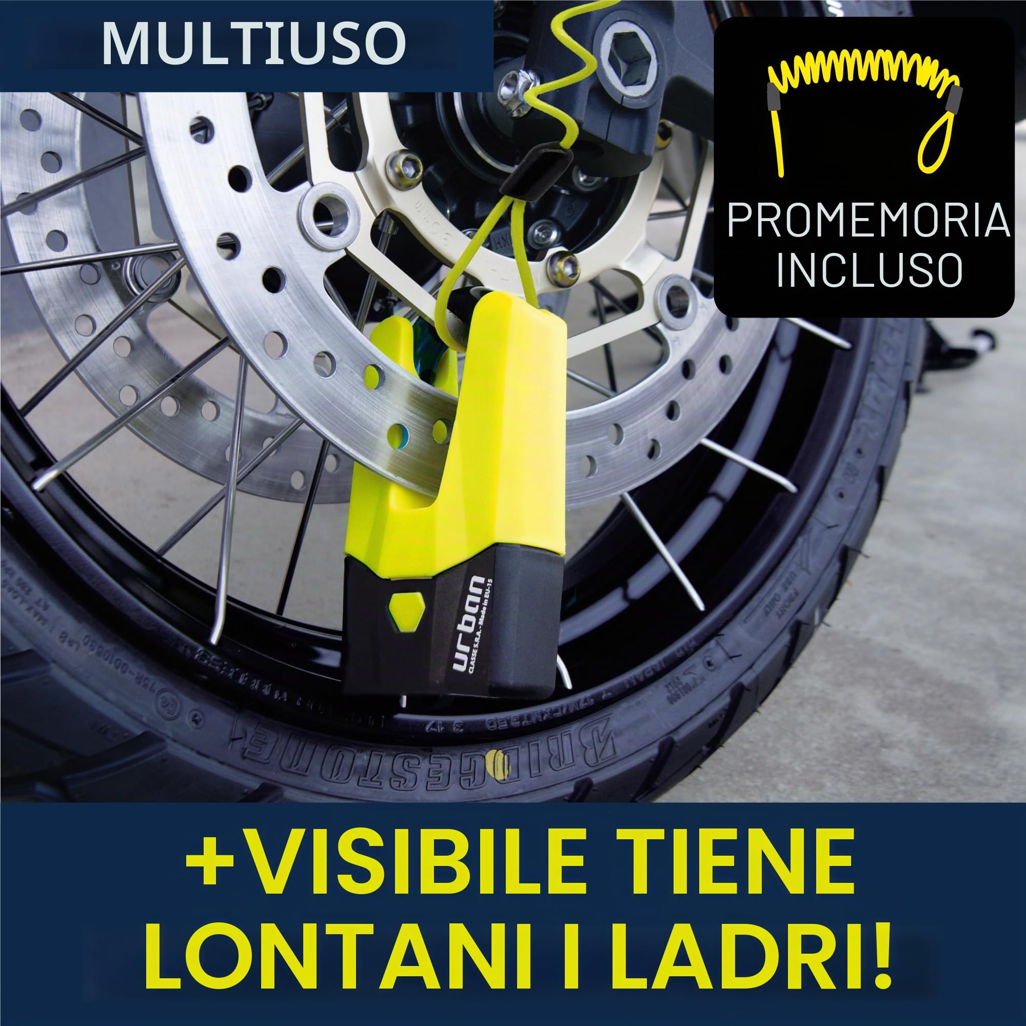 URBAN U9DY Luccheto Mini U Bloccadisco Moto Omologato SRA, Massima Sicurezza Completamente Testato, Arco ø15 Doppia Chiusura, Serratura ad Alta Sicurezza, Antifurto Universale per Moto Scooter