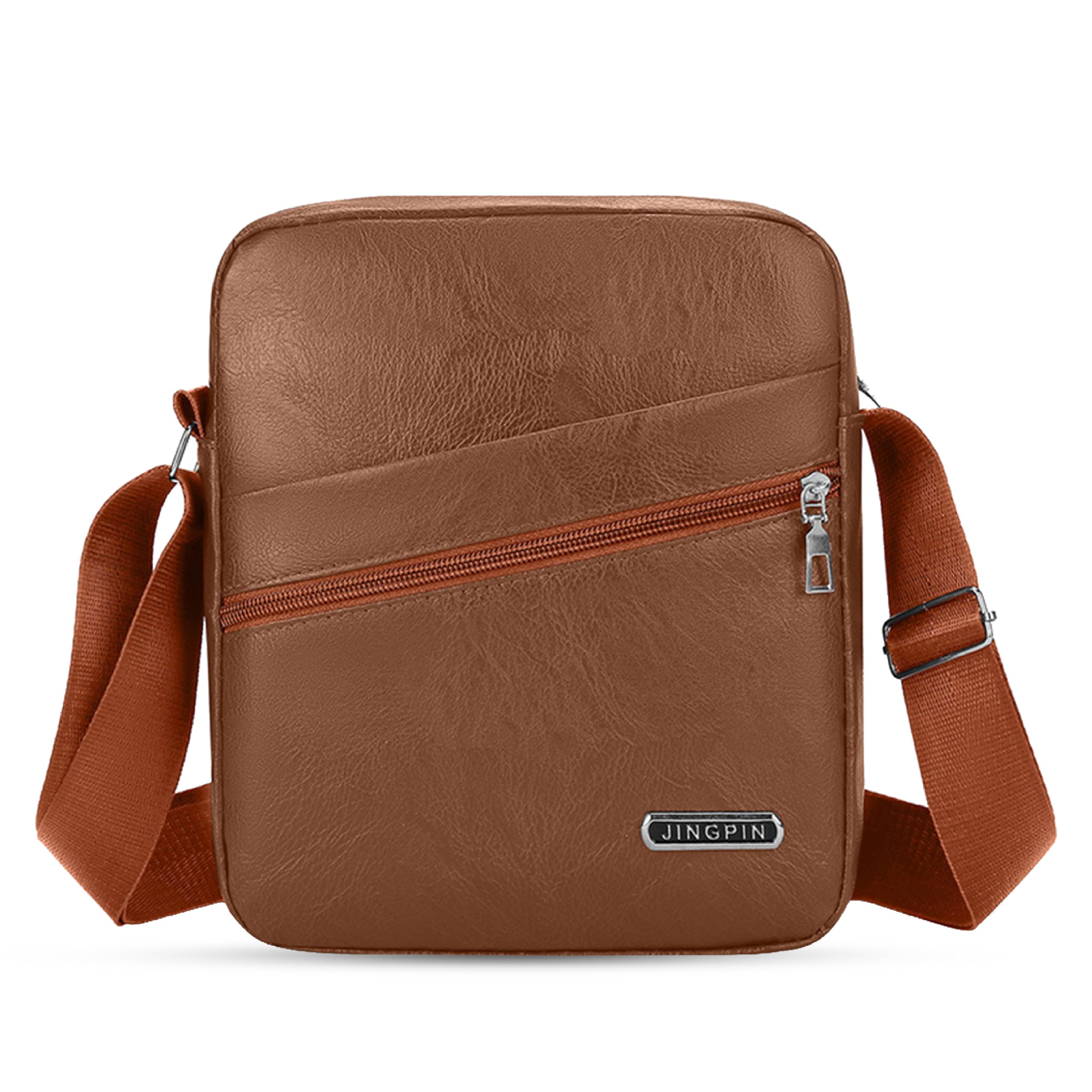 kraptick Travel Shoulder Bag - Multi-Function PU Leather Office Bag, Sling Bag for Men and Women, Messenger Bag for Storage, Waterproof Cross-Body Bag for Travel Equipment (Khakhi)-picture-48
