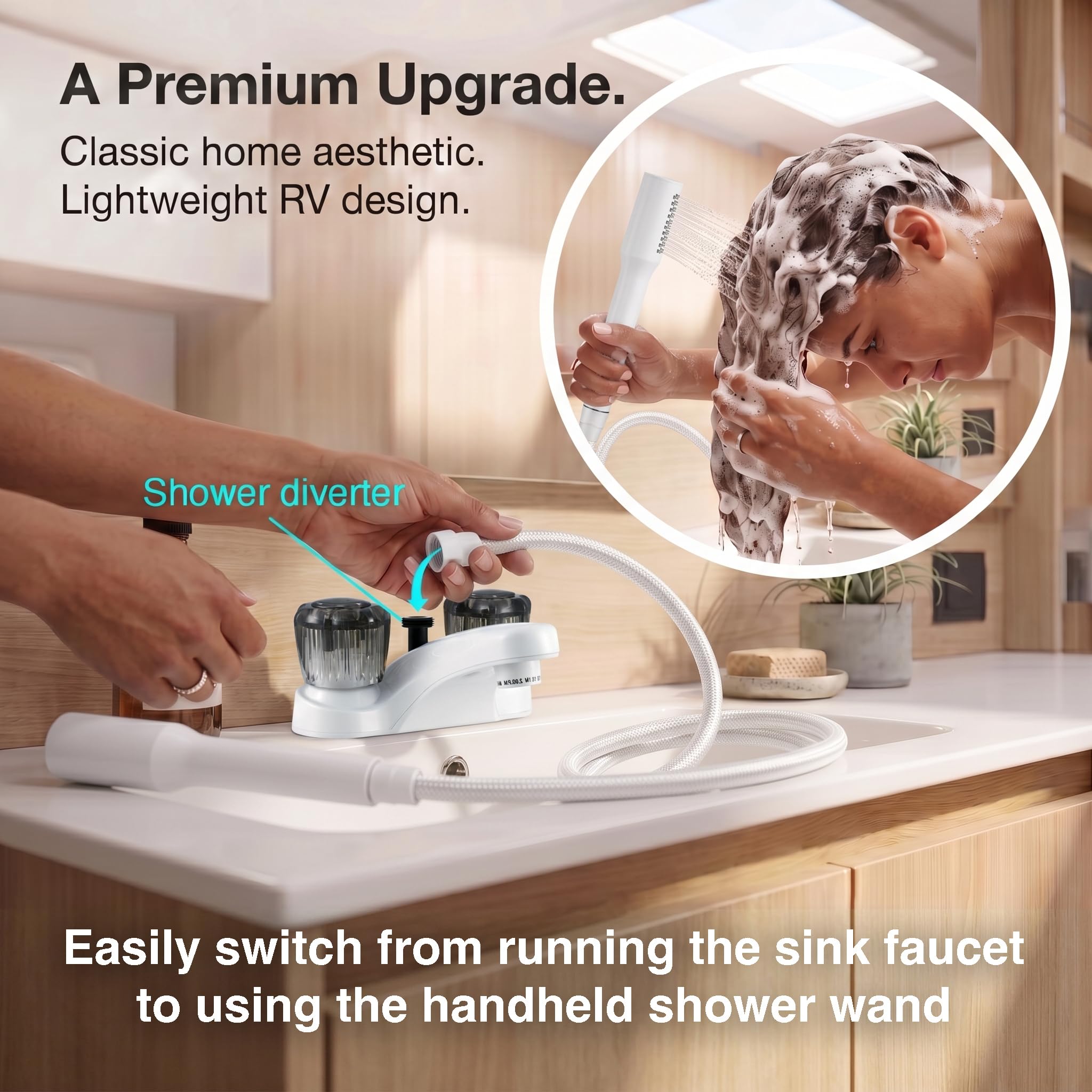 Dura Faucet RV - Grifo de lavabo con manguera de ducha para todos los vehículos recreativos y autocaravanas