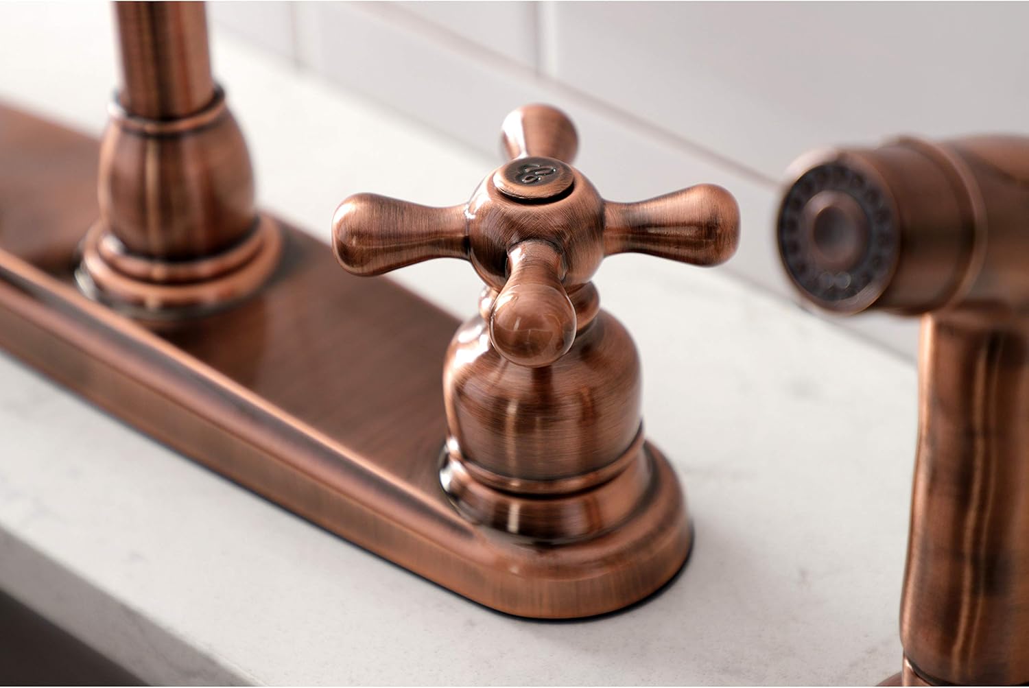 Kingston Brass KB726AXSP Vintage 8-Inch Centerset Kitchen Faucet, Antique Copper