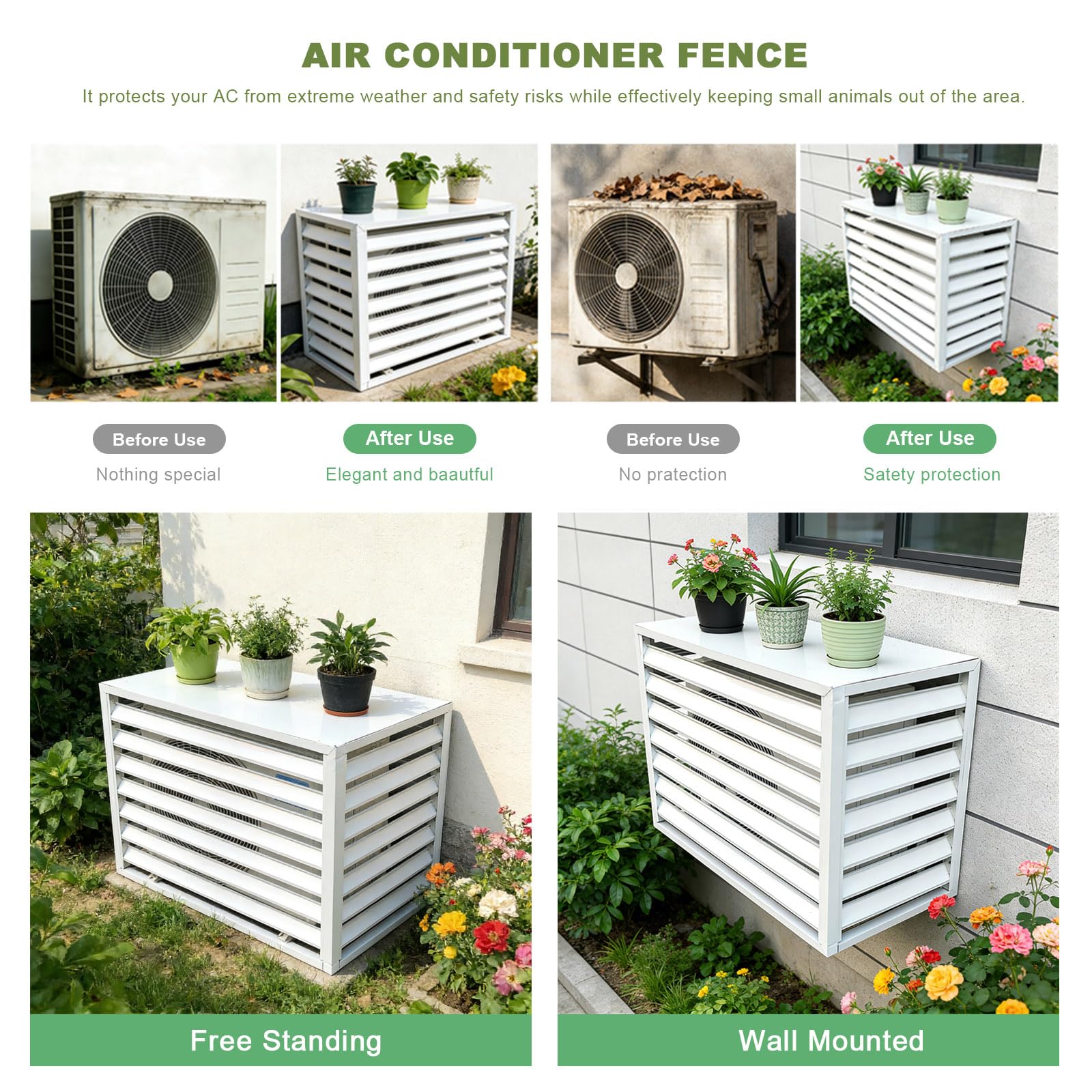 Générique Cache Climatiseur Exterieur Aluminium Cache Clim Extérieur avec Plateau Supérieur Protection de Unité Extérieur pour Pompe À Chaleur pour Balcon Jardin Terrasse
