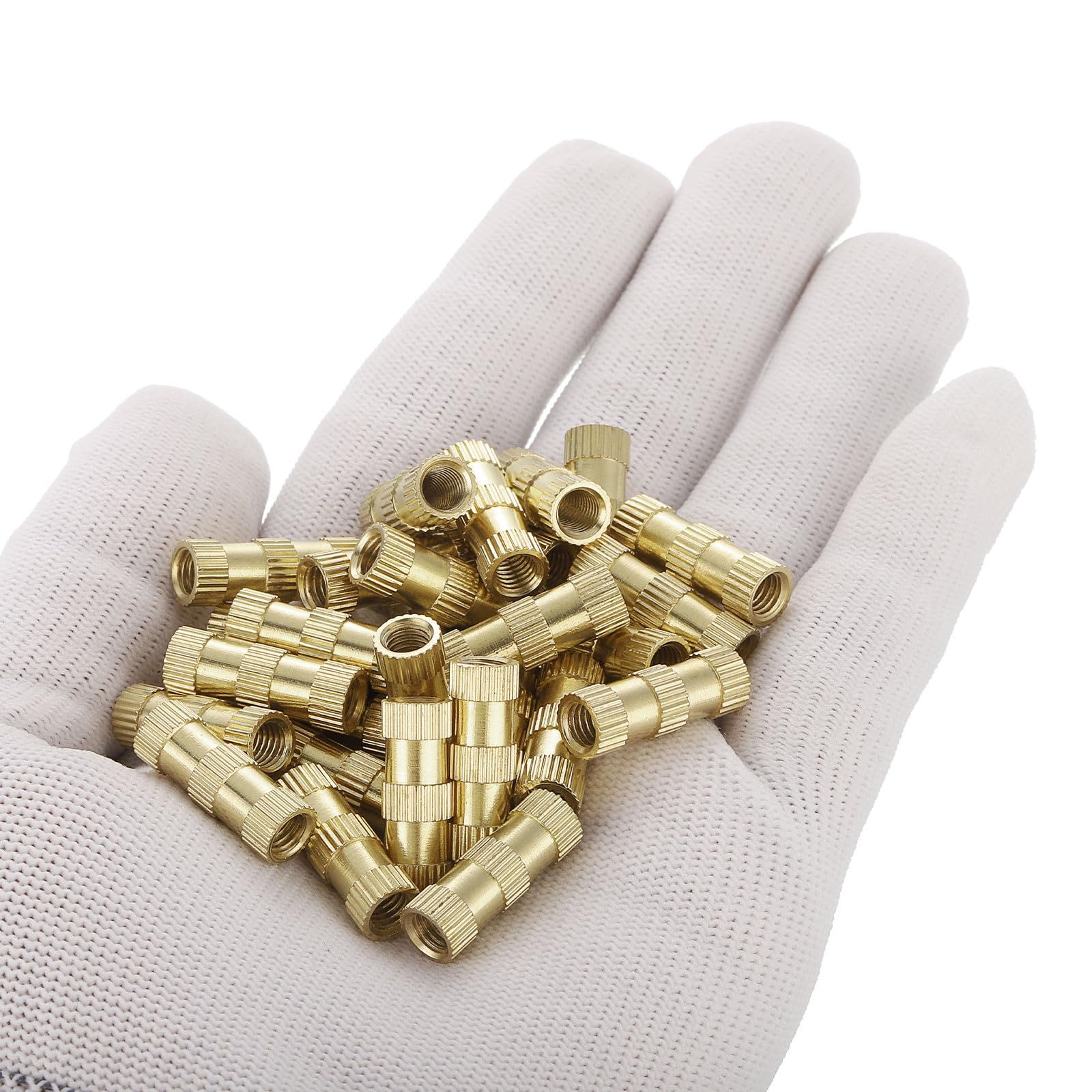 QUARKZMAN Dadi Inserti Scanalati 15pz M5 x 20mm x 7mm Inserti Filettati Femmina Ottone