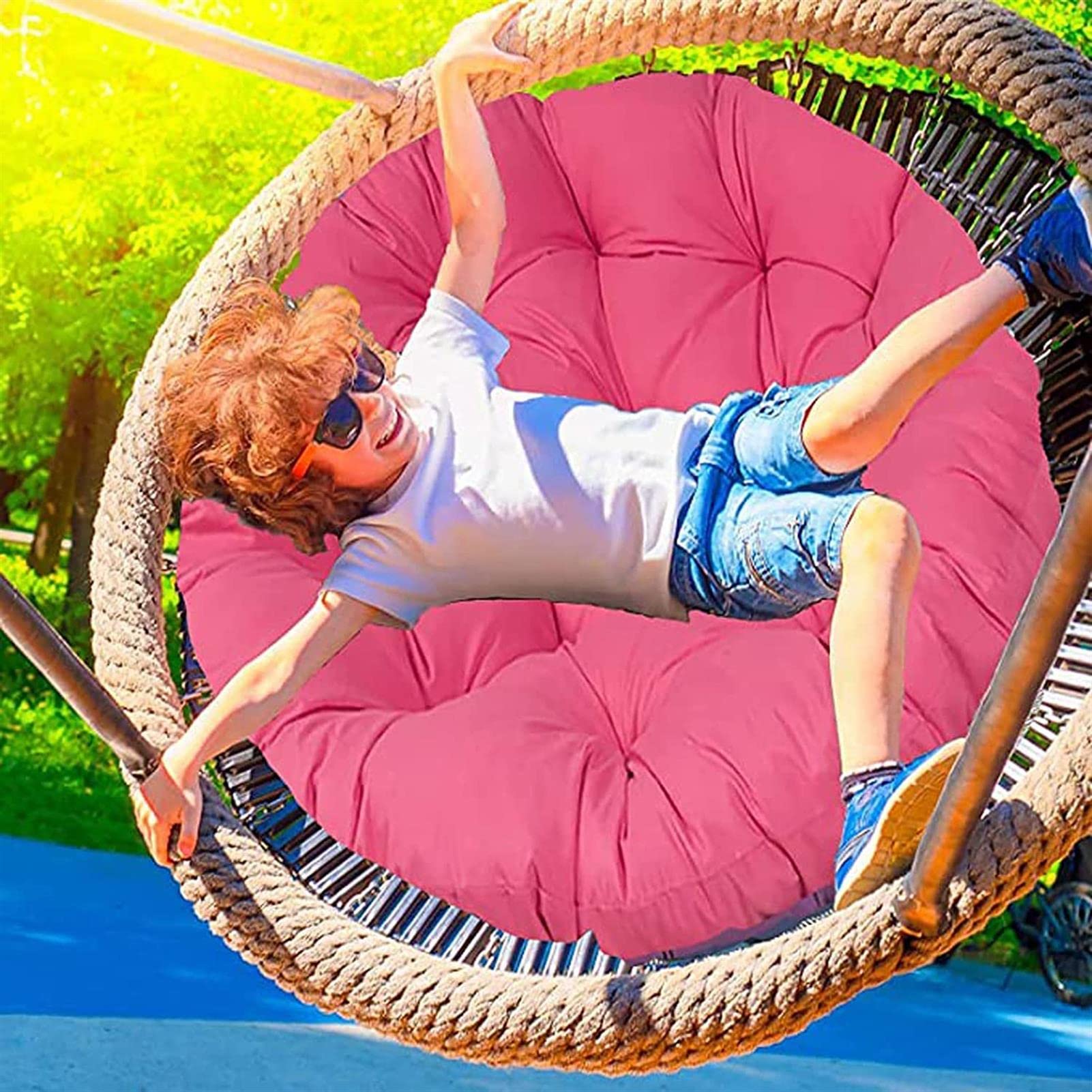 Cuscino per sedia da esterno, impermeabile, grande e confortevole, cuscino da pavimento per giardino, balcone e soggiorno, 130 x 130 cm