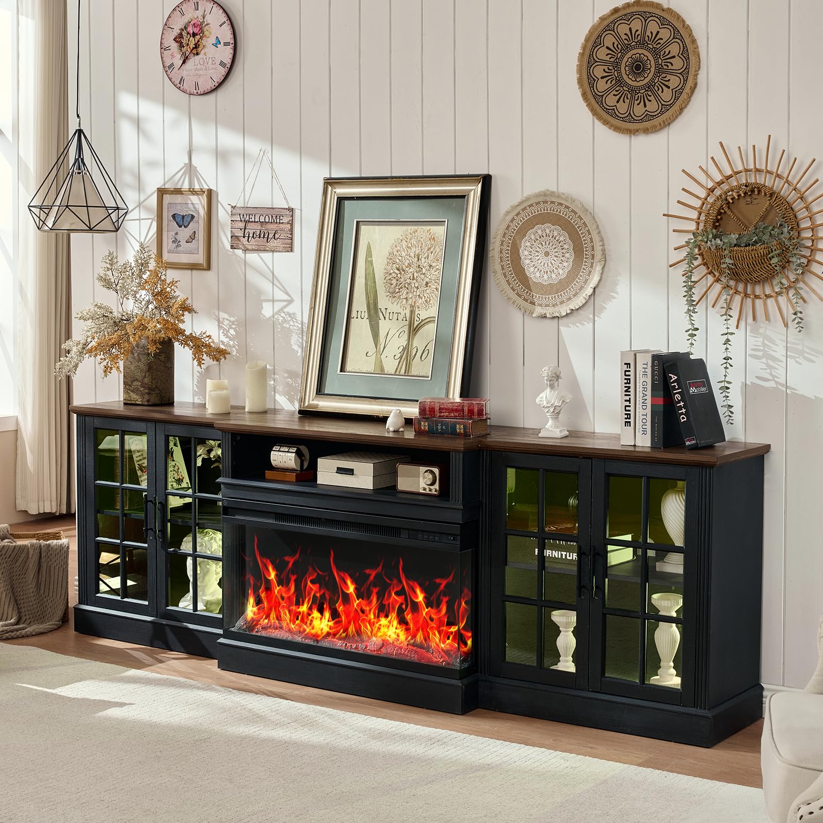 WAMPAT 97 Farmhouse Fireplace TV Stand