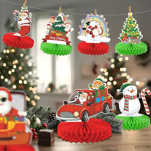 Miniatura 5 de KatchOn Centros de mesa de Navidad para mesas, paquete de 9, decoraciones navideñas para interiores, decoración tradicional de nido de abeja,