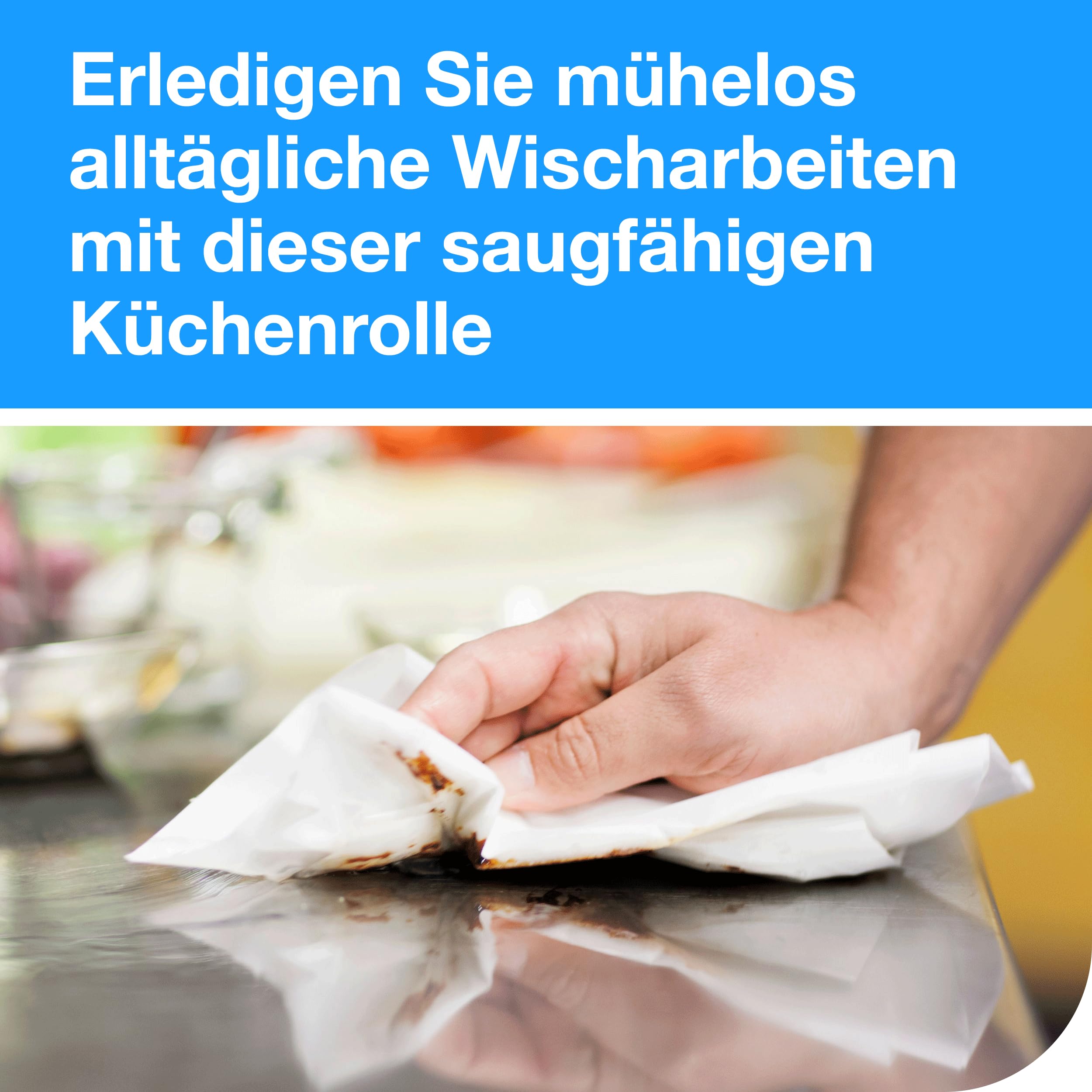 Tork Extra Absorbent Kitchen Paper Towel Roll Bianco, Premium, 3-Ply, 48 x 12.2 m, 120305