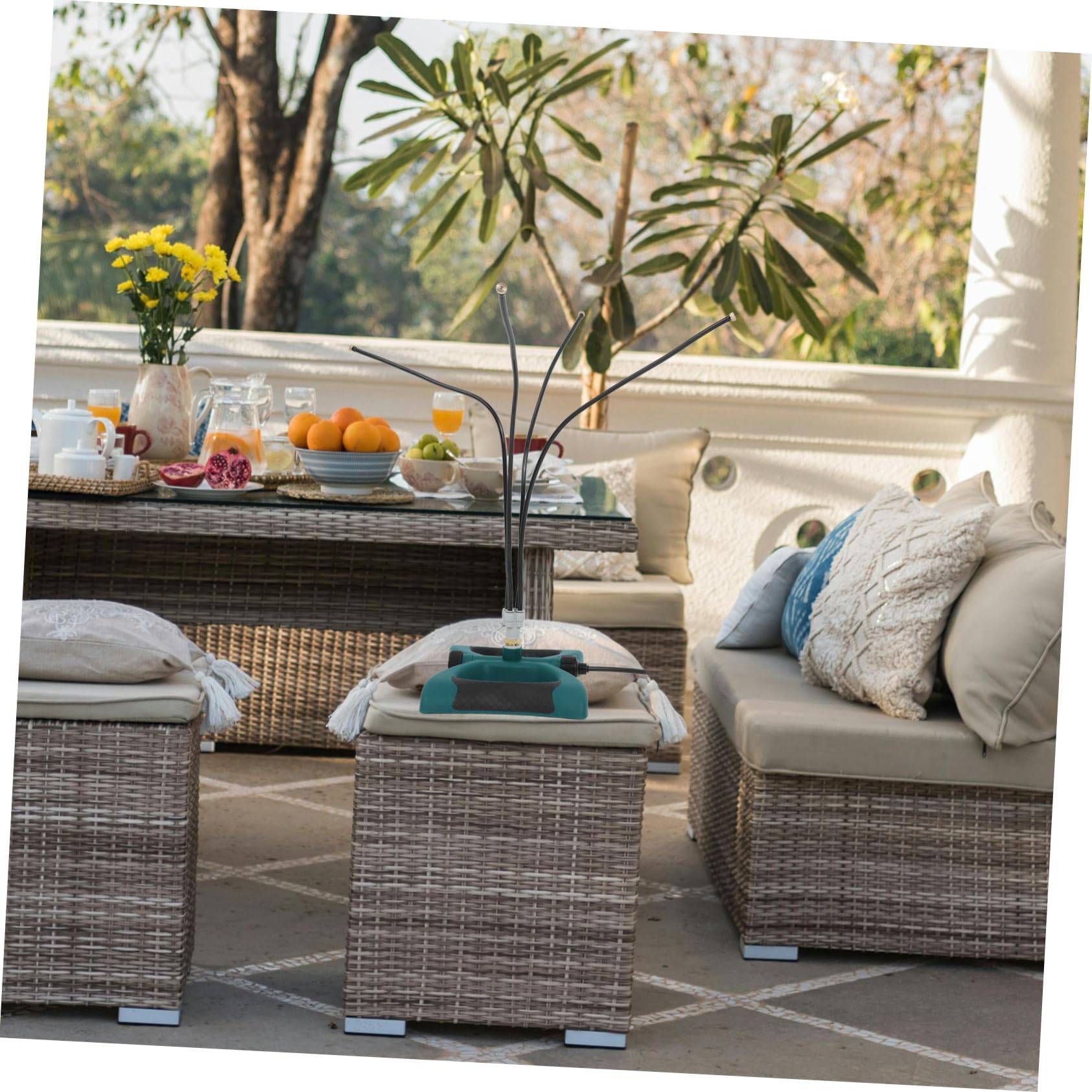 Outanaya Système de Brumisation Extérieur Haute Efficacité pour Terrasse et Jardin Design Autonome, Compatible Tuyau 3/4 Pouce Norme UE en Abs et PP