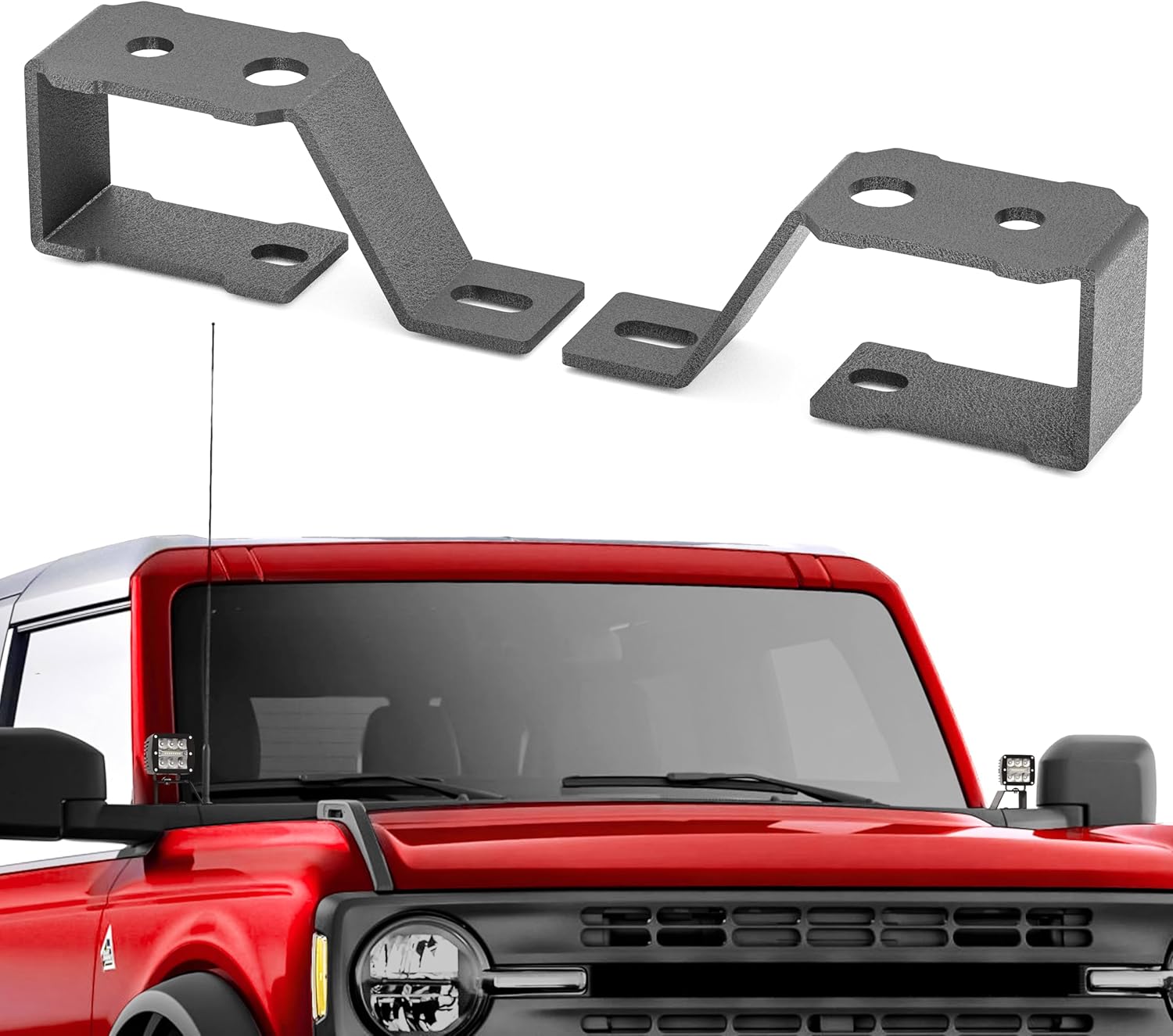 Ditch Light Brackets Compatible with 2021 2022 2023 2024 2025 2026 Ford Bronco A-Pillar Mount Lighting Bracket Lower Windshield for Auxiliary Off Road LED Work Fog Pod Light