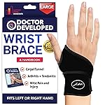 Doctor Developed Wrist Brace, Wrist Wraps for Carpal Tunnel Arthritis, Tendonitis, Hand Support, Ideal for Fitness, Weightlifting - Handbook Included (Large-1 Pack)