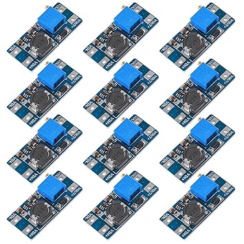 QCCAN 12Pcs MT3608 DC-DC Step Up Converter Adjustable Power Supply Booster Module Voltage Regulator MAX Output 28V 2A (MT3608 Without USB)