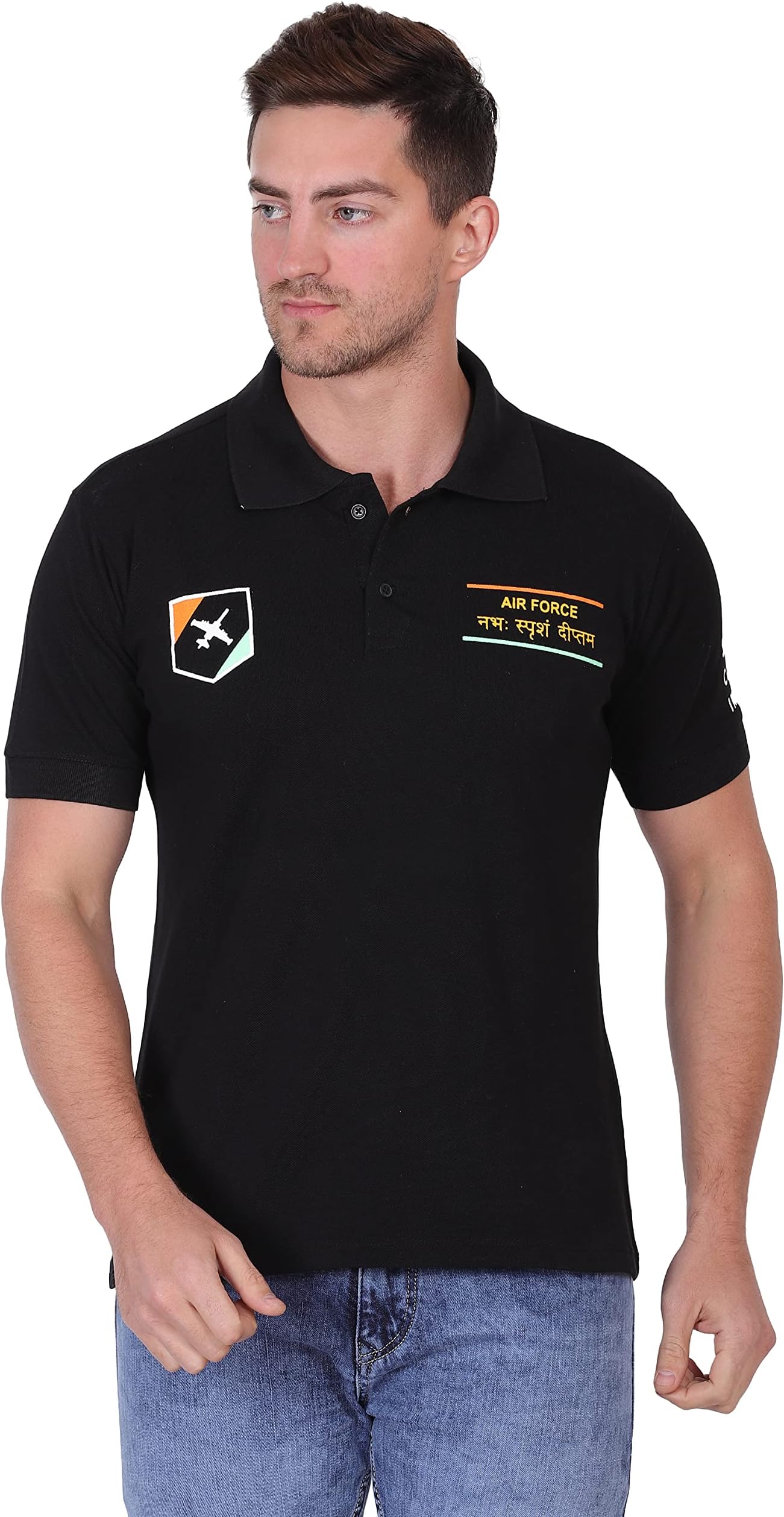 STREET CULTURE INDIAAIR Force Polo Neck T-Shirt Black