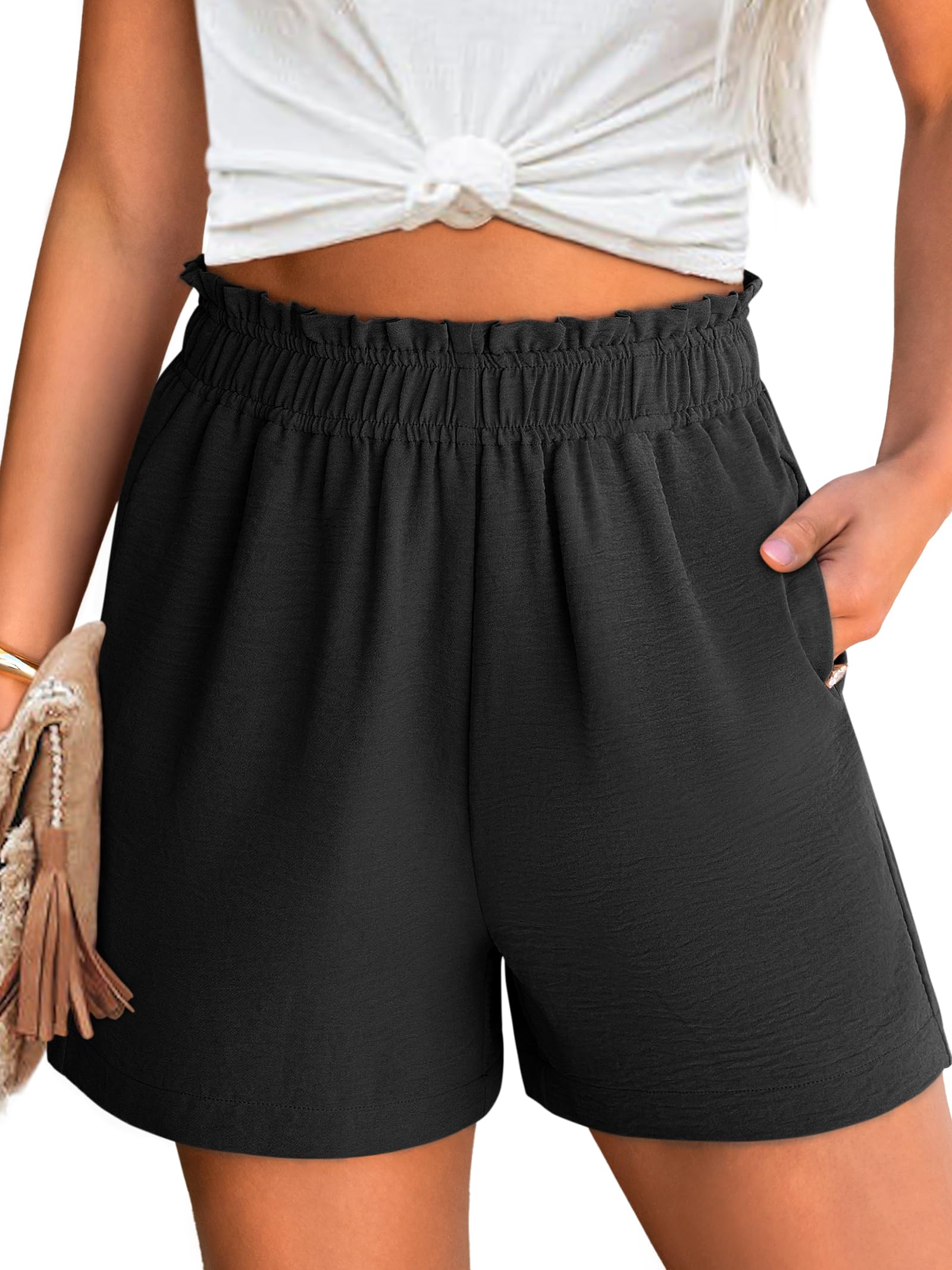 ANRABESS Shorts for Women Summer Casual Elastic High Waisted Dressy Lounge Shorts Comfy Bottoms 2025 Beach Vacation Clothes