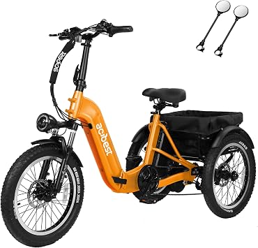 ACTBEST Triker Electric Bike, Peak 1200W Brushless Motor Folding Trike Ebike, 748.8Wh Removable Battery,Step-Thru 3 Wheel Electric Bicycle,20X3.0 Fat Tire Tricycle for Adults