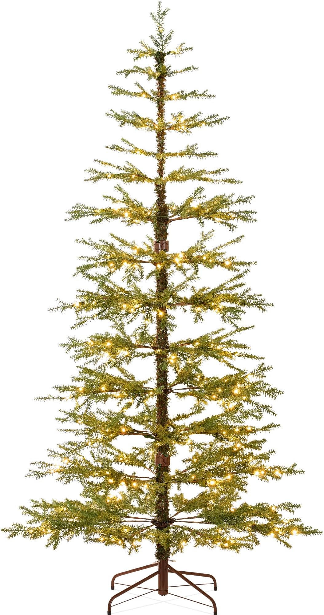 Pre-Lit Sparse Christmas Tree 6ft Artificial Pine Holiday Décor Aspen Noble Fir w/ 2-in-1 White & Multicolor LED Lights