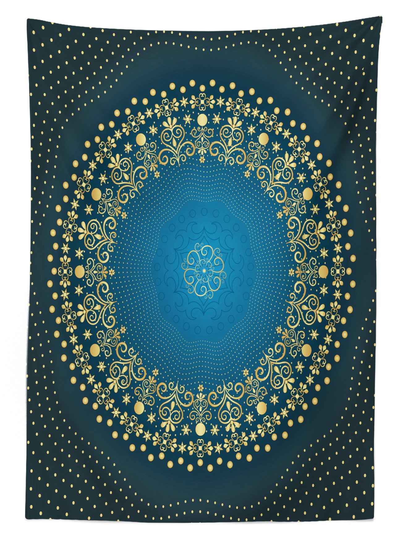 Ambesonne Mandala Tablecloth, Digital Moroccan Geometric Sign of Universe Folkloric Design Print, Rectangular Table Cover for Dining Room Kitchen Decor, 60
