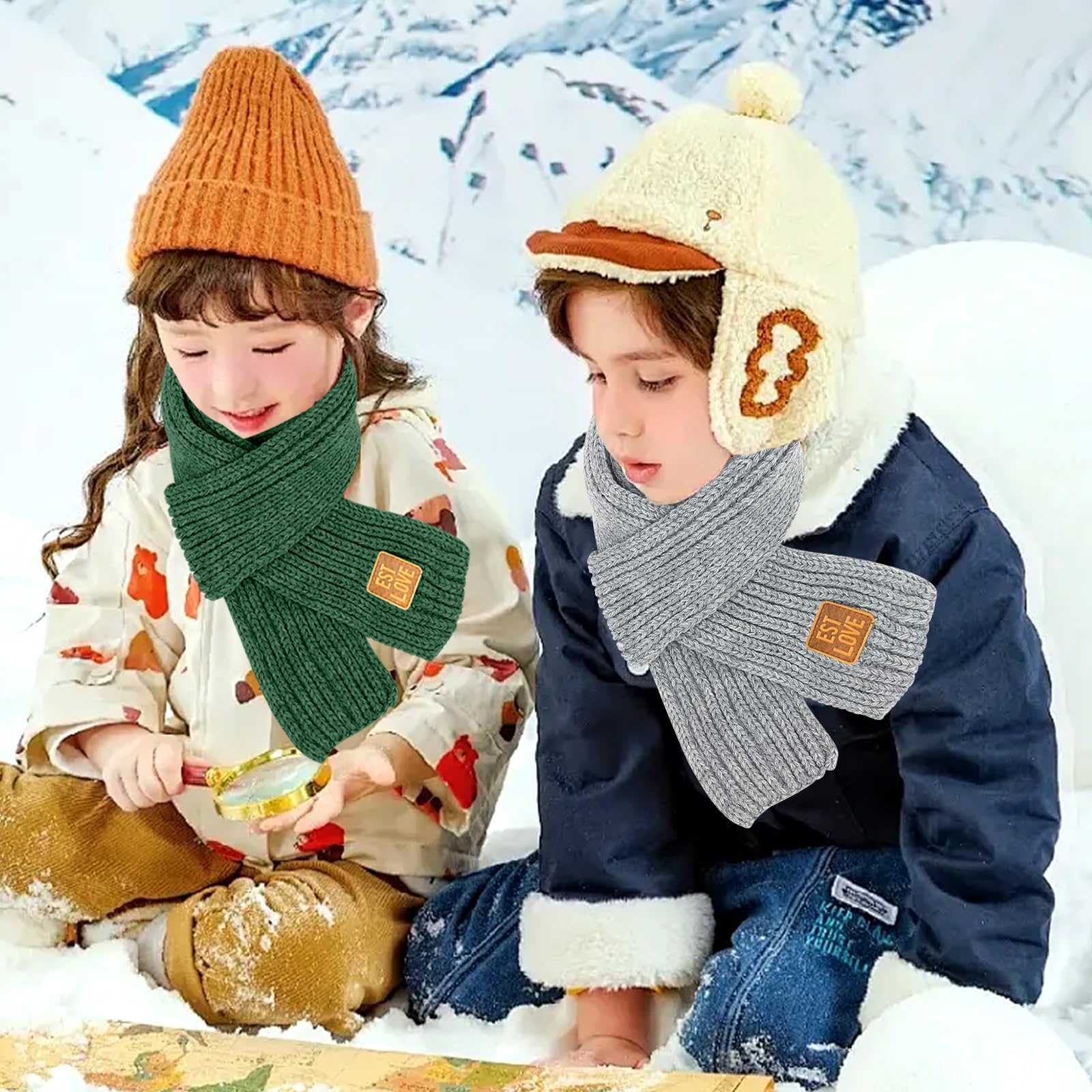 Bufanda de Cachemira para Niños Invierno Unisex Cálida de Punto