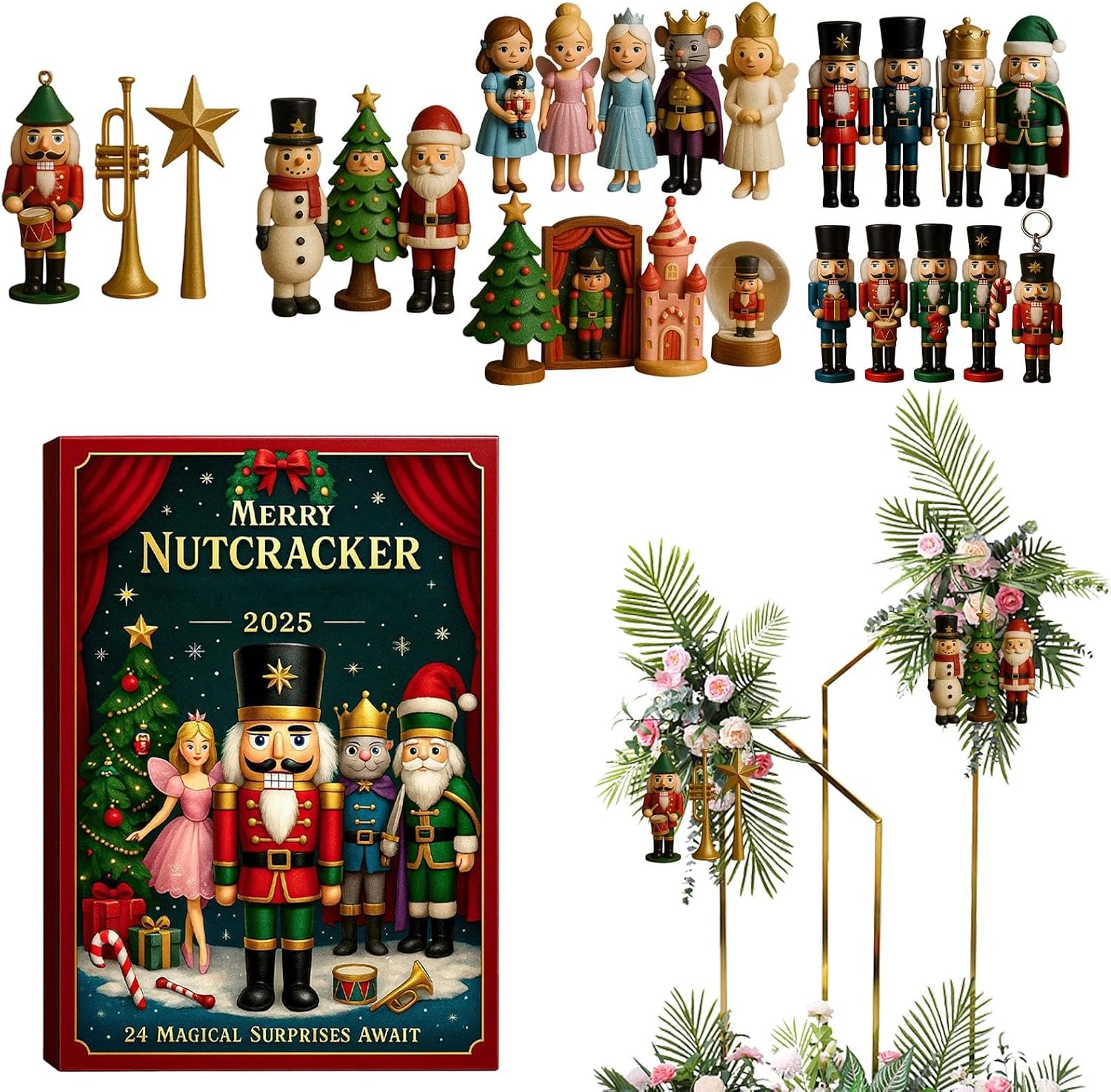 Nutcracker Advent Calendar 2025, 24 Day Christmas Countdown with 2D Acrylic Ornaments, Christmas Countdown Advent Calendar, 28x16cm Holiday Decoration for Home Fireplace Window image 4