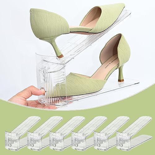 Miniatura 17 de Organizador de Ranuras Transparentes para Zapatos para Closet, Paquete de 20 Apiladores de Zapatos Ajustables y Almacenamiento de Zapatos que Ahorra