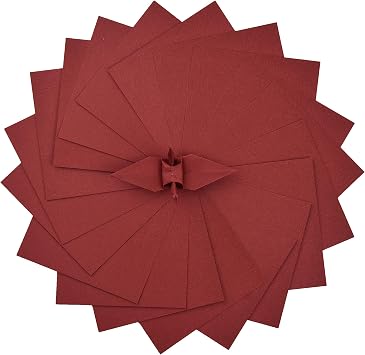 100 Origami Double Sided Color 6x6 Square Easy Fold Paper for Folding Cranes, Scrapbook, Lightweight Card Stock S06 Red Brown