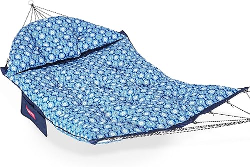 Lazy Daze Hammocks Hamaca copetuda de lujo de 12 pies con almohada desmontable suave y bolsillo lateral, hamaca exterior de aluminio doble curvada,