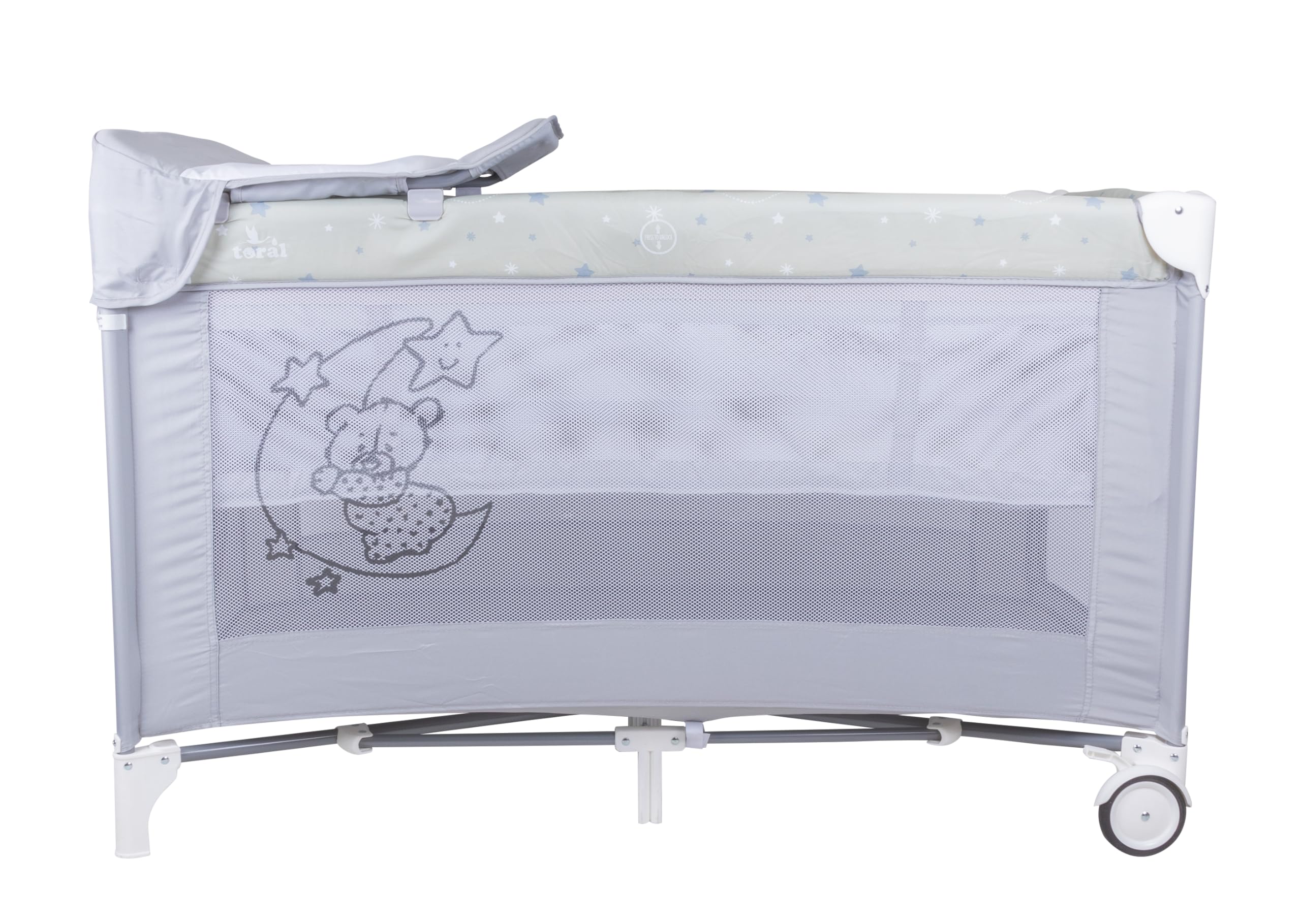 TORAL Cuna de Viaje Bebe con Colchon - Parque Cuna Bebe 2 en 1, Cuna Viaje Bebe Plegable y Seguro, Ideal para Casa y Viaje, Práctico Parque Infantil para Dormir y Jugar Modelo Pretty+ con Cambiador