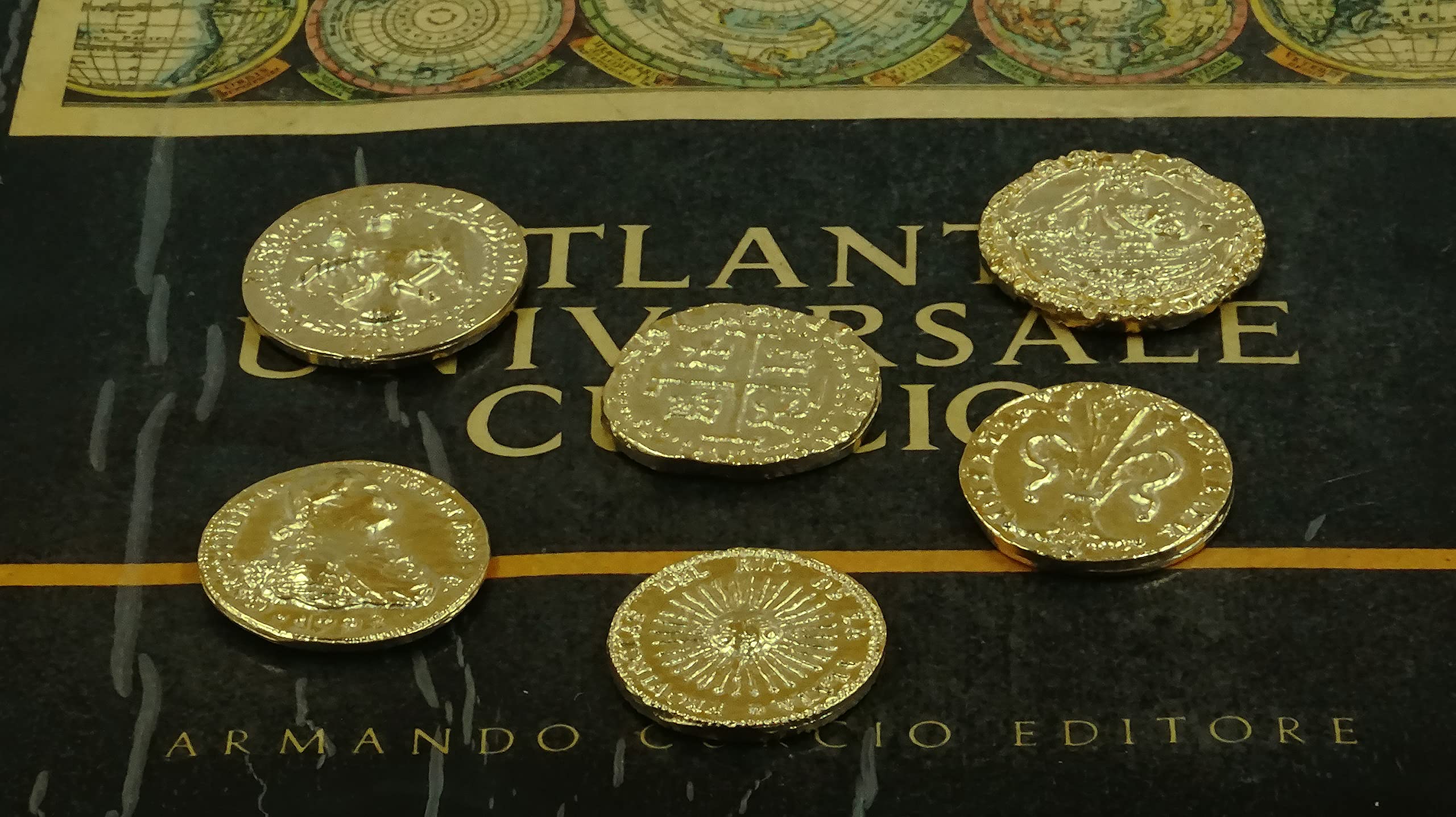 lazzaro italy Monete Pirati Metallo Placcato Oro. Idea Regalo 6 differenti Monete - Riproduzione fatta a mano
