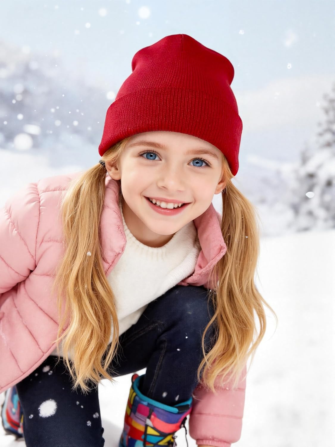 Cooraby 6 Pack Kids Winter Beanies Acrylic Knit Stretchy Beanies Caps for Boys and Girls - Image 4