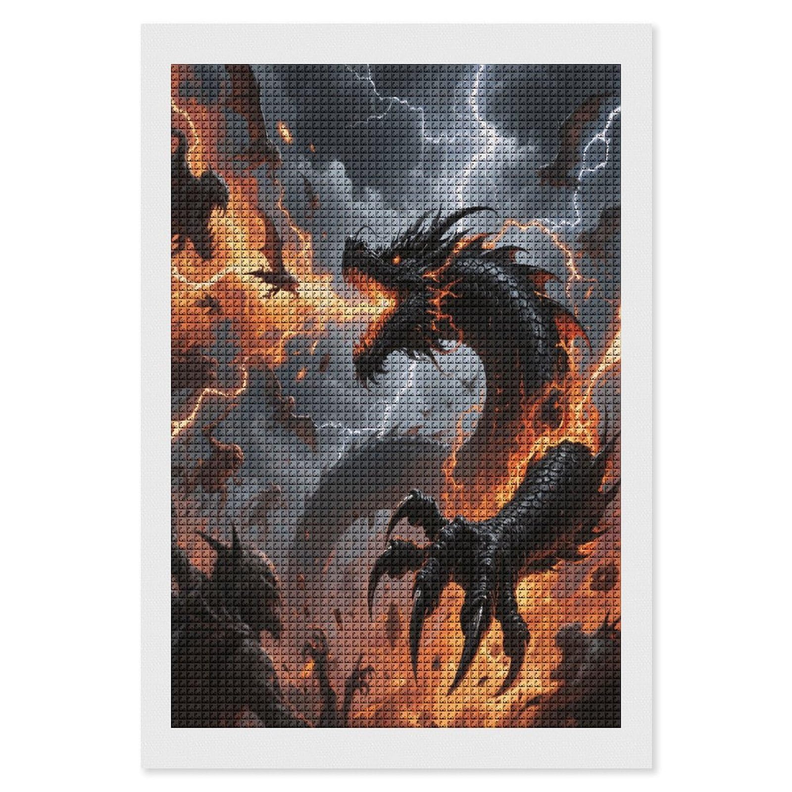 Yuxbvkrs Dragon Diamond Painting Kits For Adults, Diamond Art Pictures, Synthetic Fiber Cloth Diy 5D Gem Art Painting For Beginners Home Wall Decor 20X30cm