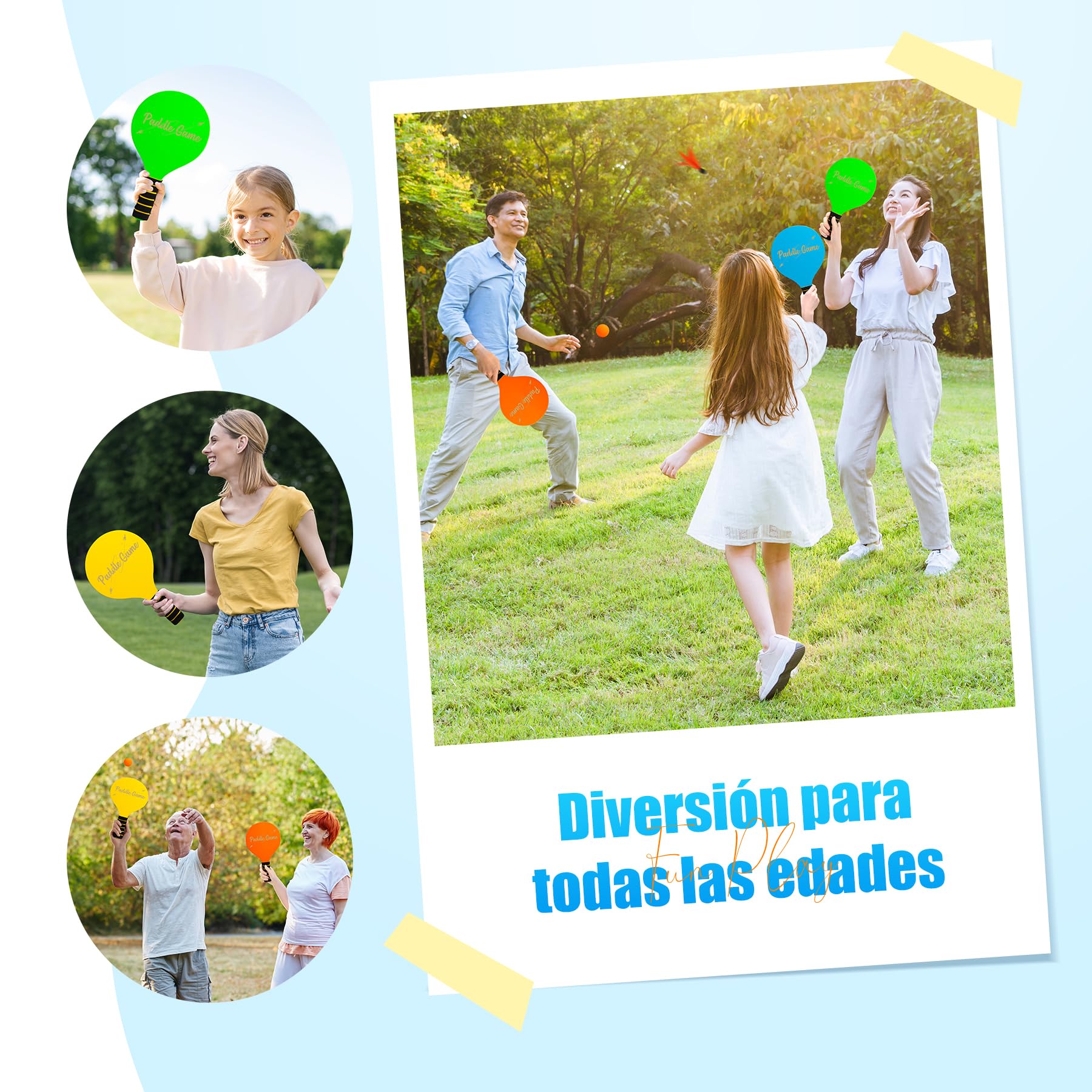 Pala Padel Niño Impermeable Juego de Padel Raquetas Madera Bat and Ball Set Raquetas Badminton Niños