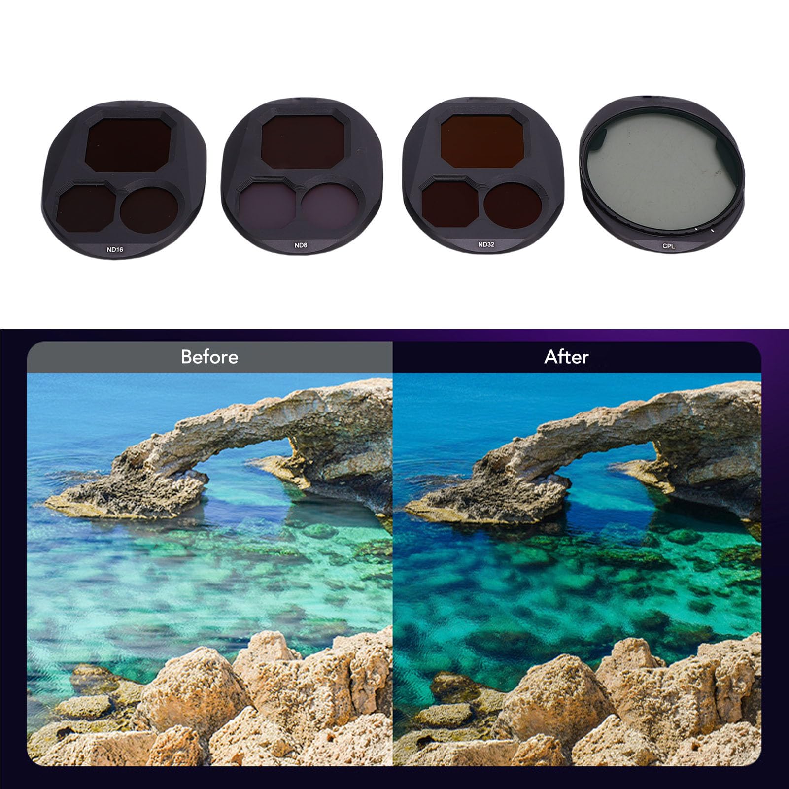 SUNGOOYUE Zestaw Filtrów do Dronów, Filtry ND8, ND16, ND32, Lekka Aluminiowa Rama, Szkło Optyczne HD, Wielowarstwowa Powłoka CPL, kompatybilność z 4 Pro, Konstrukcja do Szybkiego Usuwania i