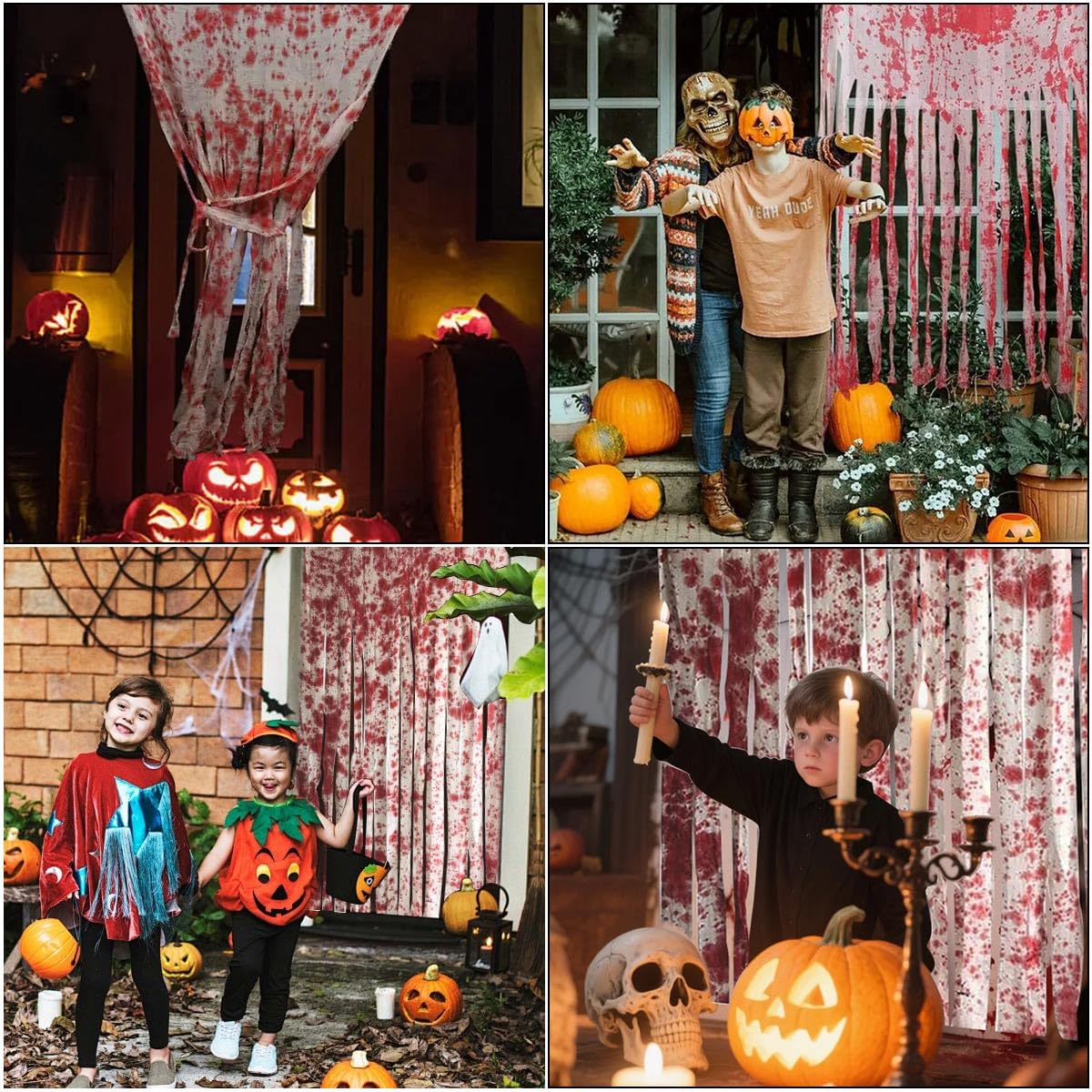 3 Piezas Cortinas Decorativas para Puertas de Halloween, 1 * 1.65M Cortinas Sangrientas de Halloween, Cortinas de Puerta Espeluznantes con Impresiones de Mano Sangrientas para casa embrujada y fiestas