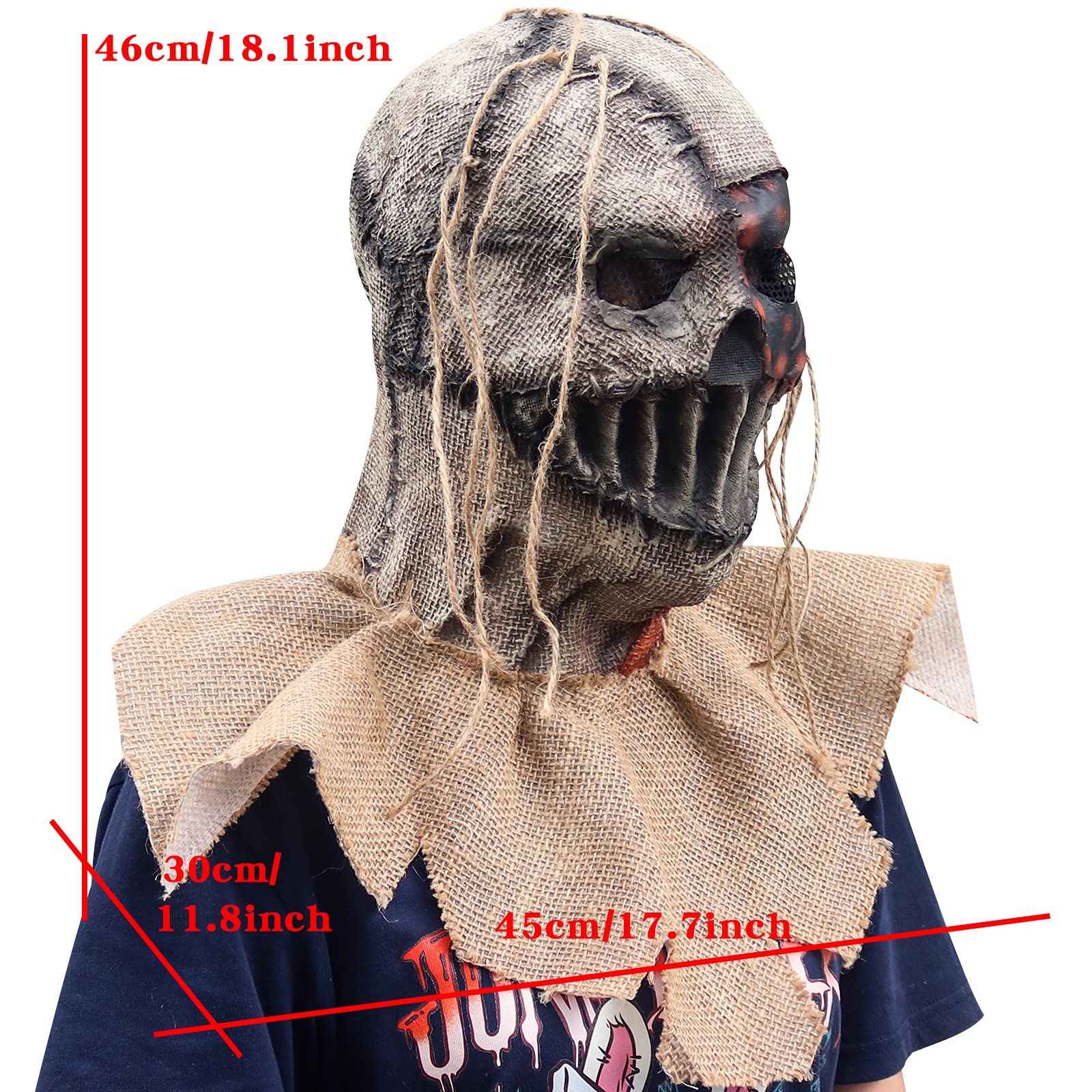 Infinity Gauntlet Scarecrow Clown Zombie Horror Full Head Latex Burlap Mask Creepy Evil Ugly Demon Realistic Scary Halloween Cosplay Mask Costume Pops for Adult - Image 2