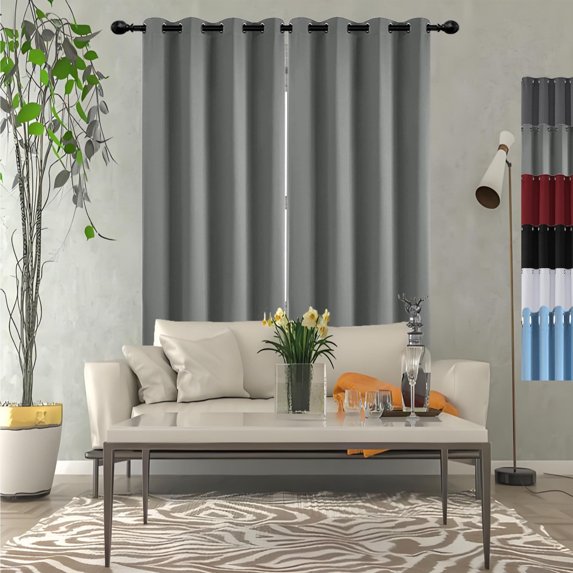 GOUSUN Blackout Curtains for Bedroom 85 x 140 cm Drop Eyelet Lightweight Full Blackout Curtains Multiple Size and Colour for Bedroom,1 Panels, Light Grey