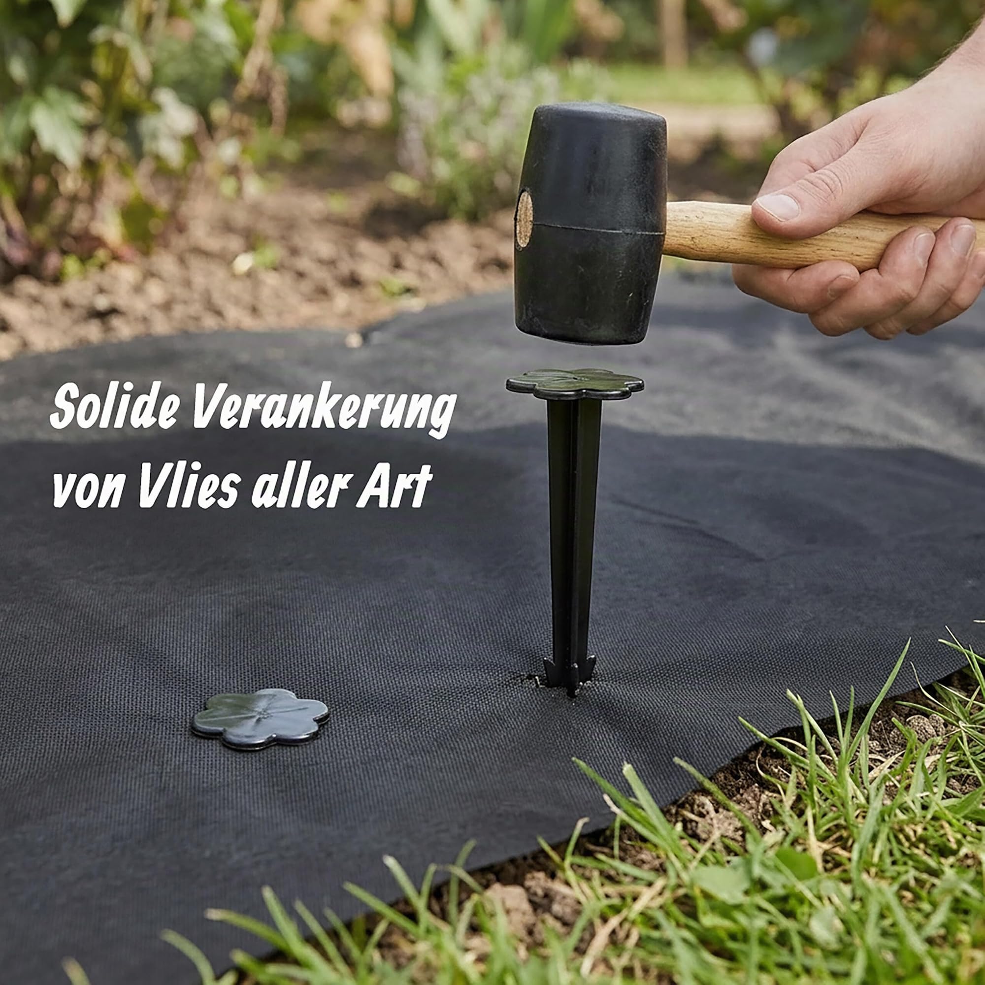 Relaxdays Erdnägel Kunststoff 11cm 1000er Set Bodenanker, schwarz