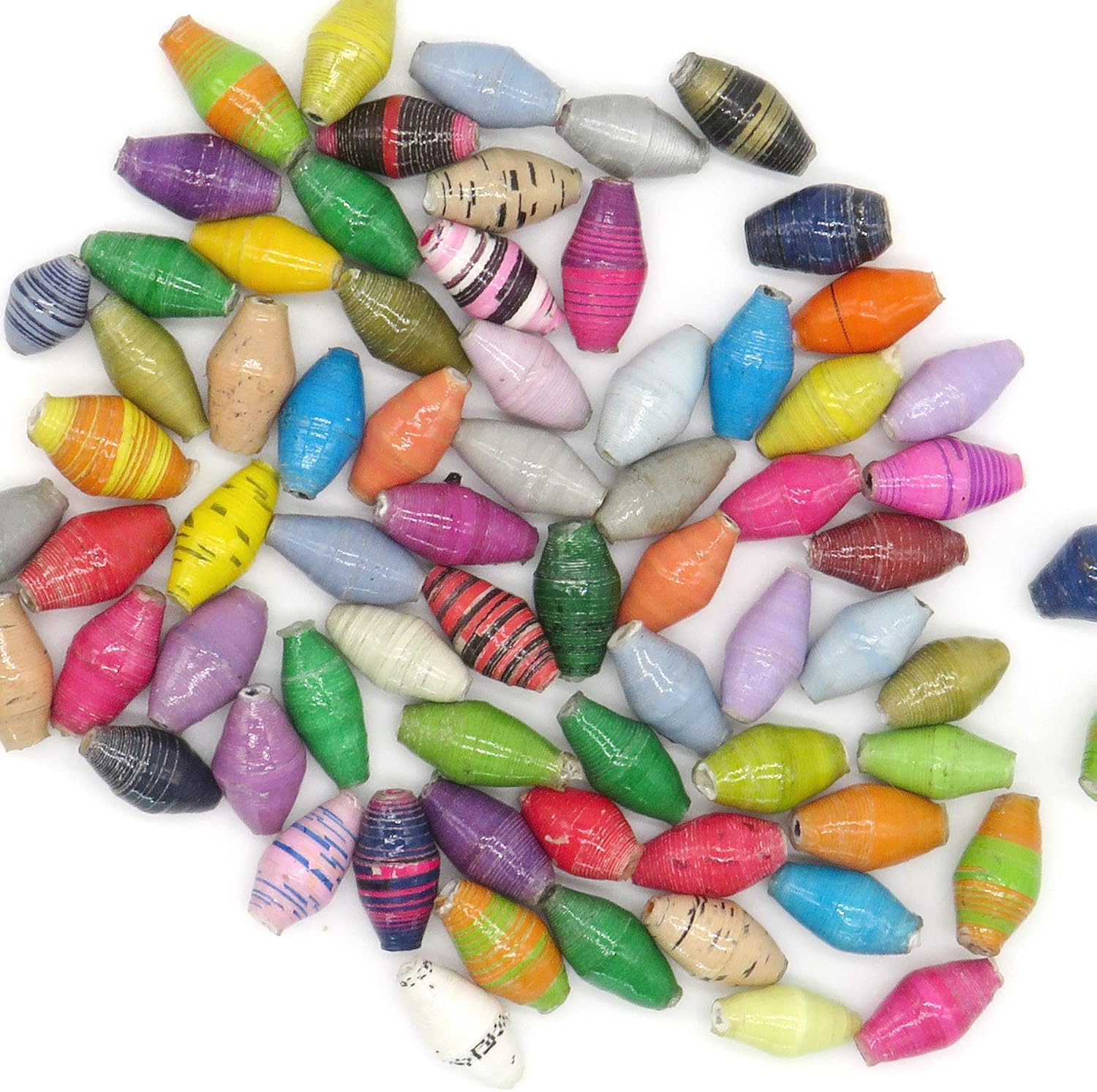 Outreach Uganda Hand Rolled Paper Beads for Jewelry Making - Bulk Assortment of Multi-Color Beads - Bead Assortment - Recycled Paper Beads - Recyled Beads for Crafting and Jewelry Making (150 Beads)