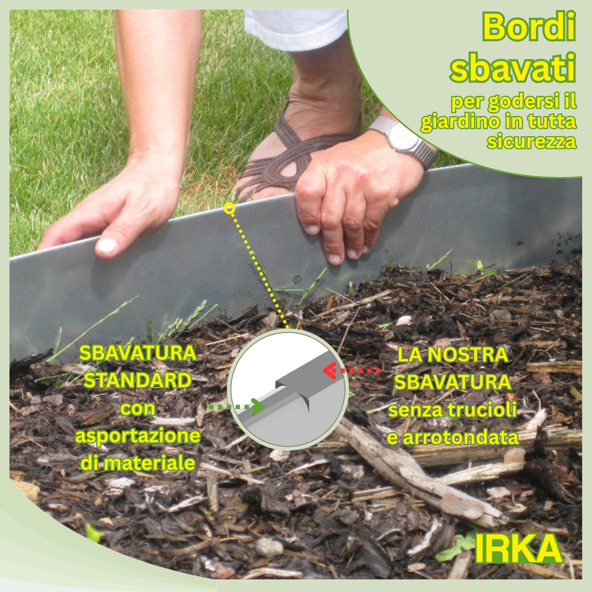 IRKA Nastro di bordatura per prato alluminio-zinco 15 cm x 10 m