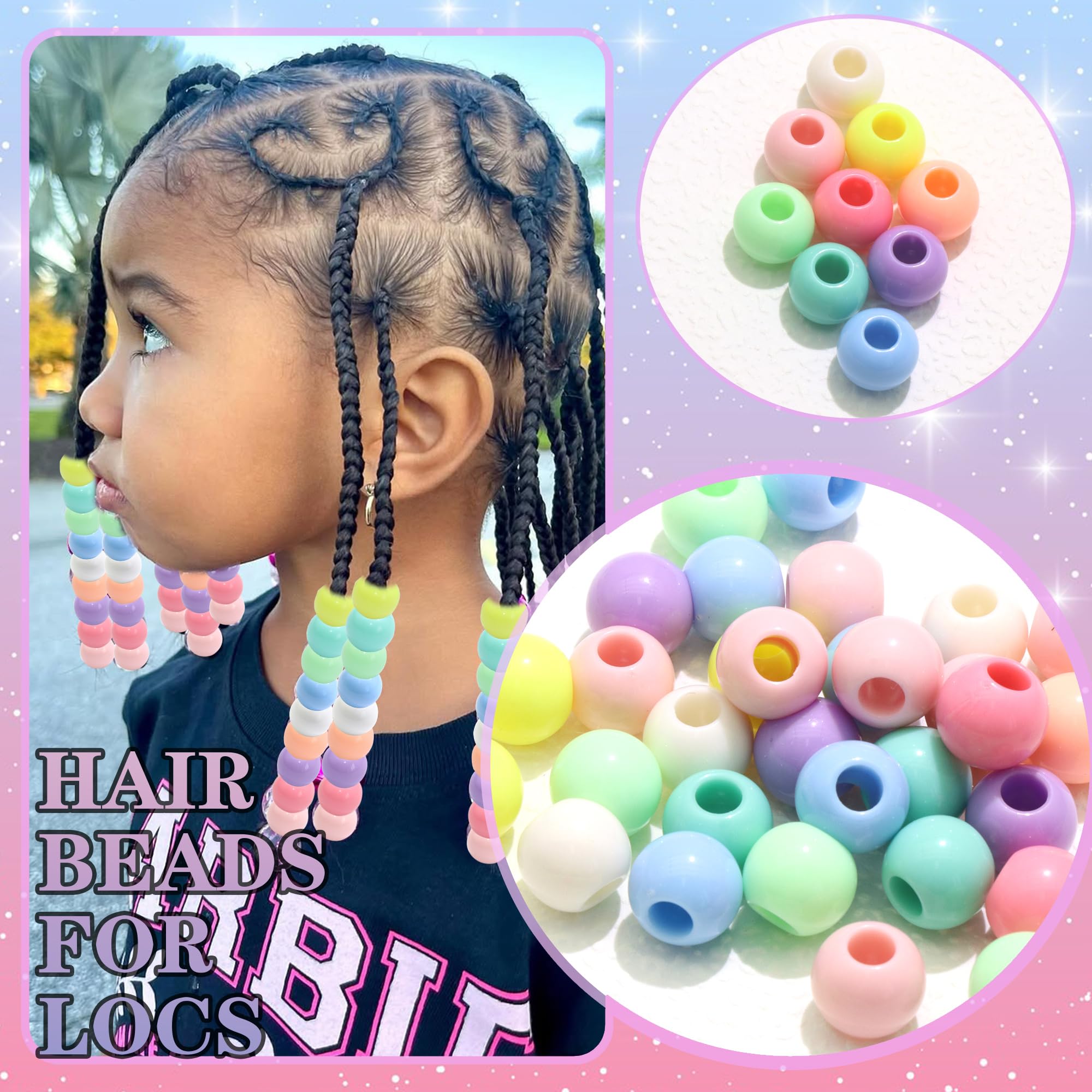 Amazon.co.jp: NAISKA 60個 カラフル ヘアビーズ 三つ編み用 - 10x12mm