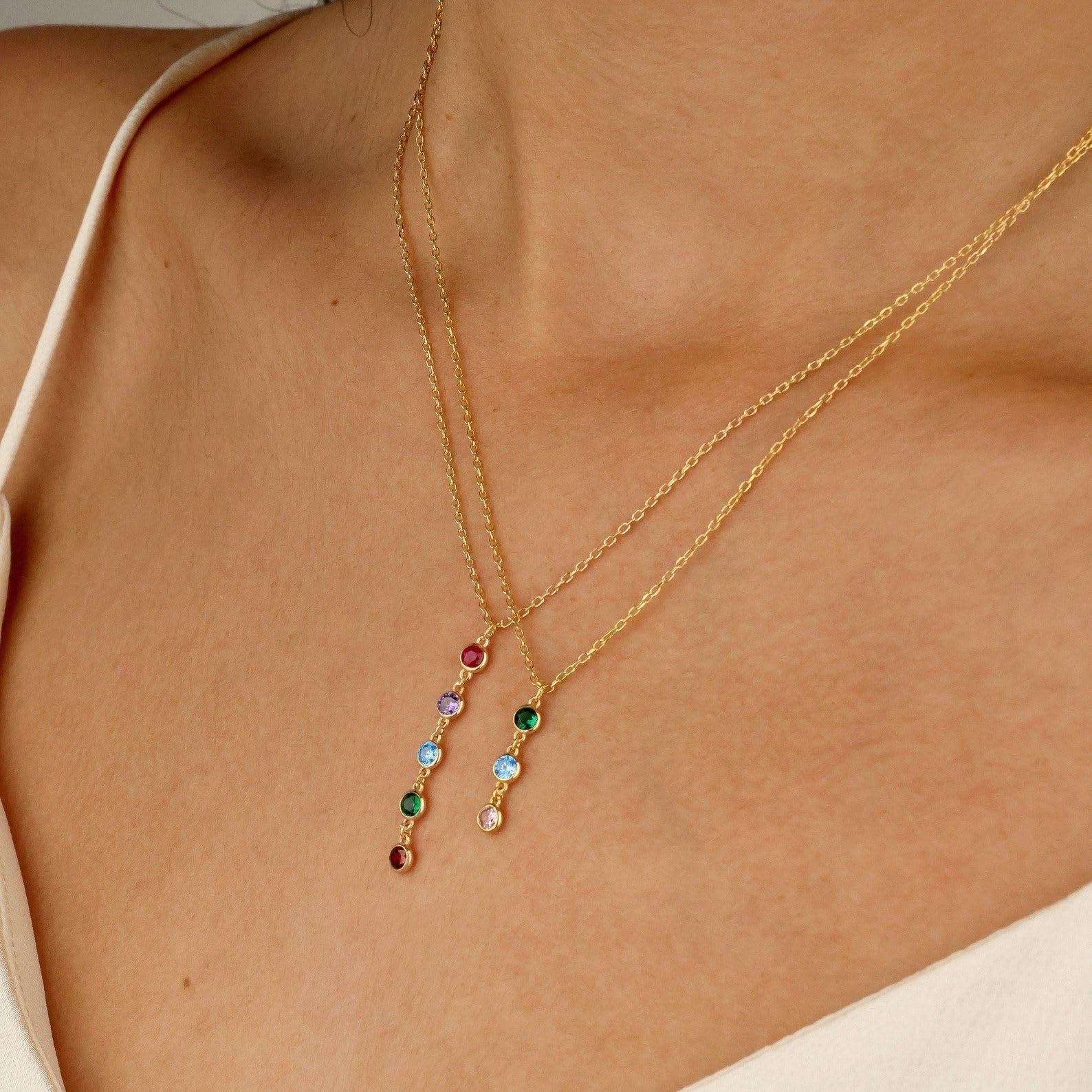 Verticale collana con pietre, nascita pietre elegante Natale