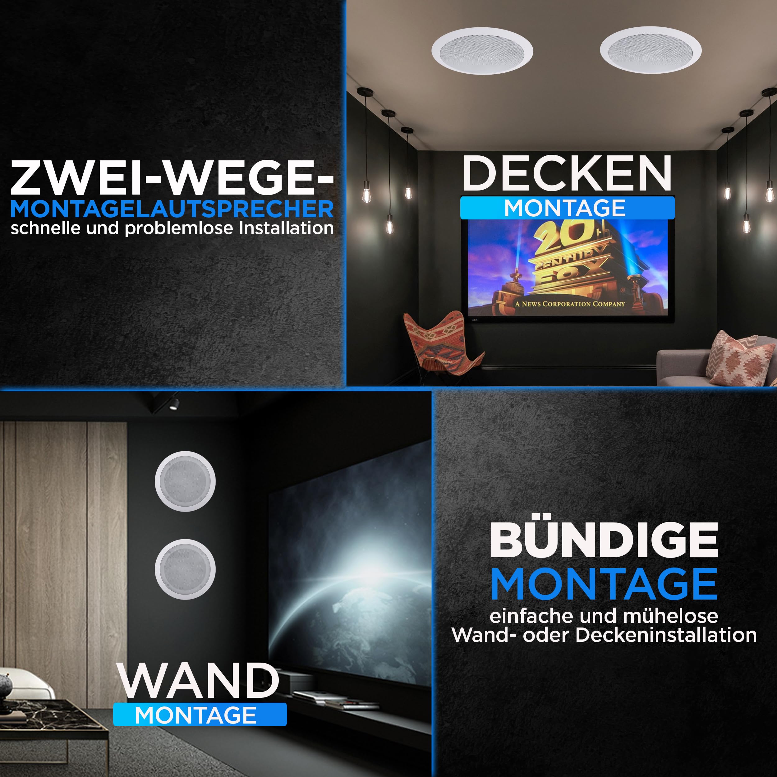 Pyle 16.5cm- Deckenlausprecher Einbaulausprecher, Wandlautsprecher, Flache Lautsprecher, 200W- 2 Wege Lausprecher, Ceiling Speaker, Polymer-Hochtöner, Stereo-Sound, rund, Weiß, für Zuhause/Büro