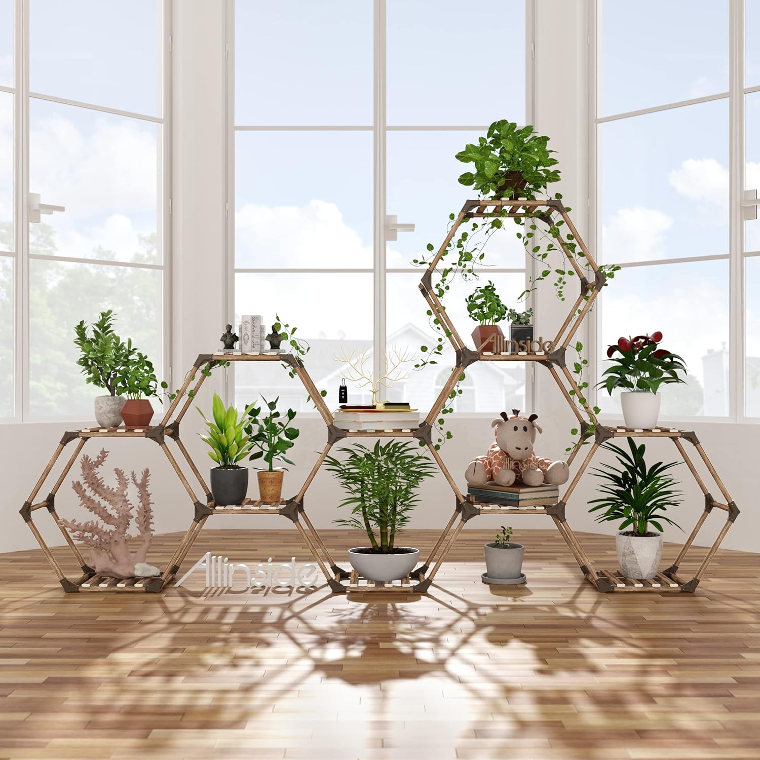 Allinside Hexagonal Plant Stand Indoor Outdoor, DIY Large